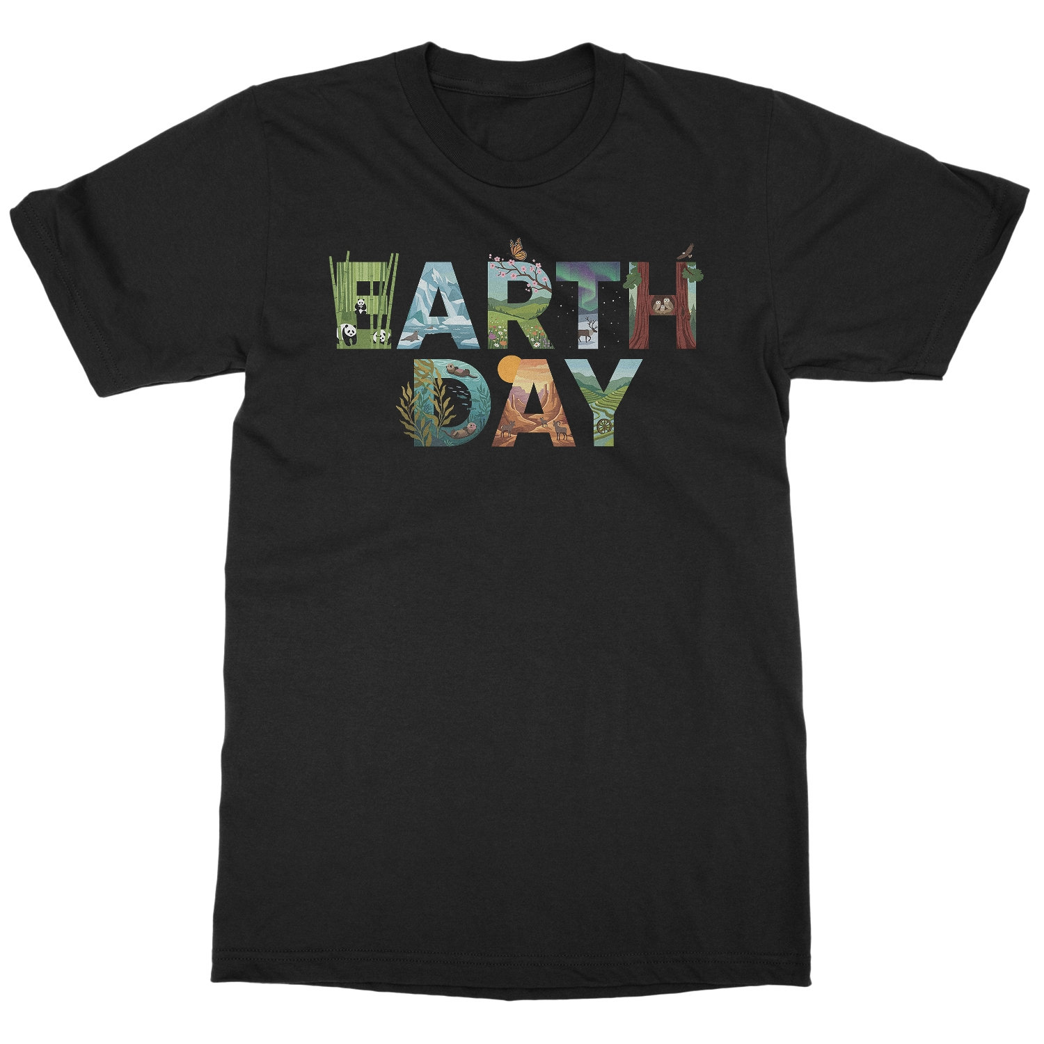 Earth Day Wildlife Earth Letters Planet Nature Unisex T-Shirt