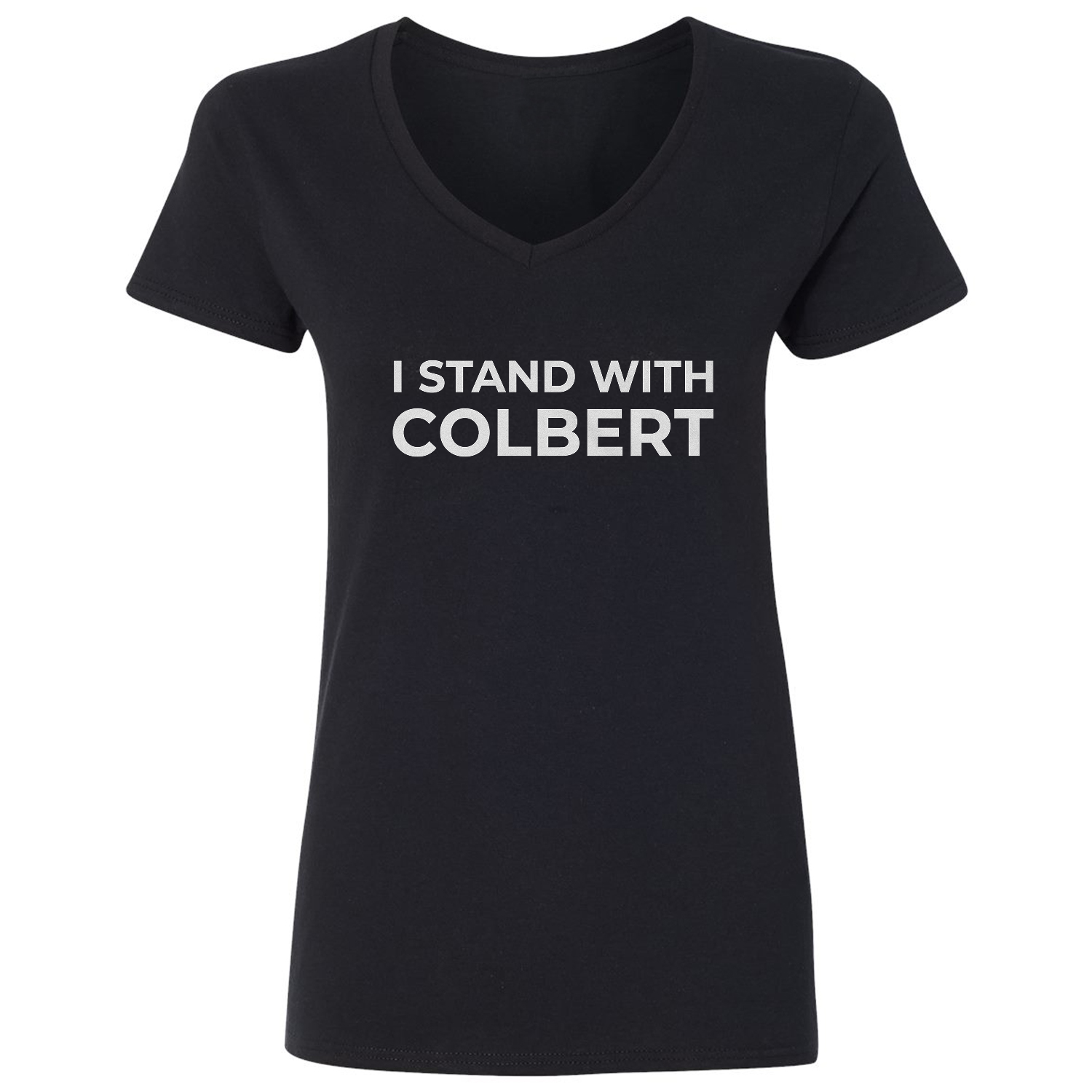 I Stand With Colbert The Last Show Support Ladies’ V-Neck Tshirt