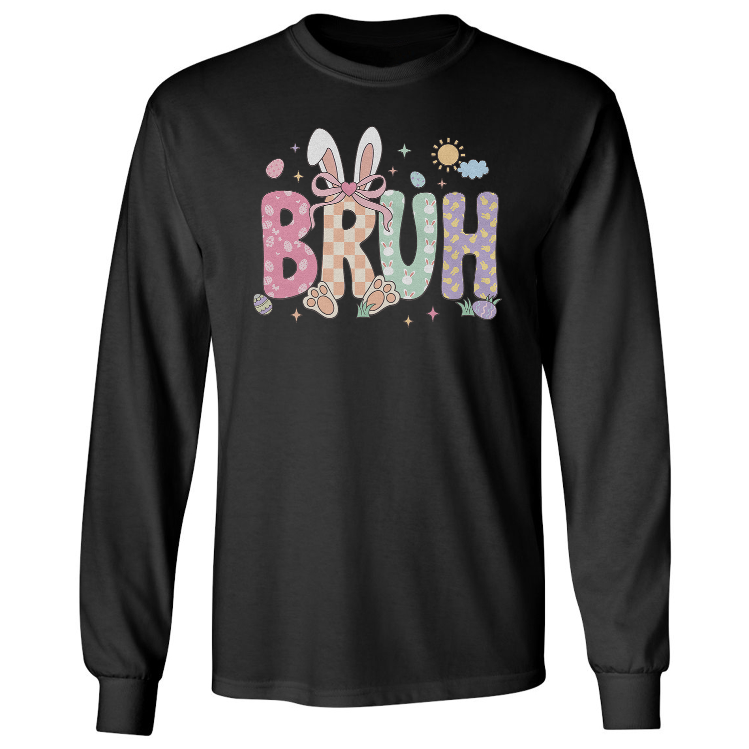 Bruh Easter Bunny Bruh Easter Eggs Gen Z Long Sleeve T-Shirt