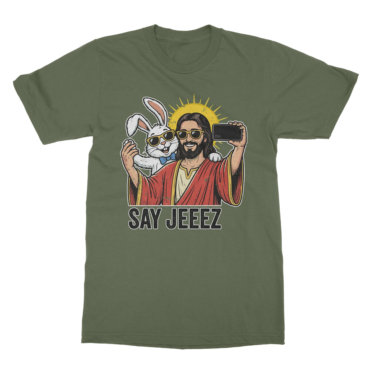 Say Jeeez Easter Bunny and Jesus Funny Unisex T-Shirt