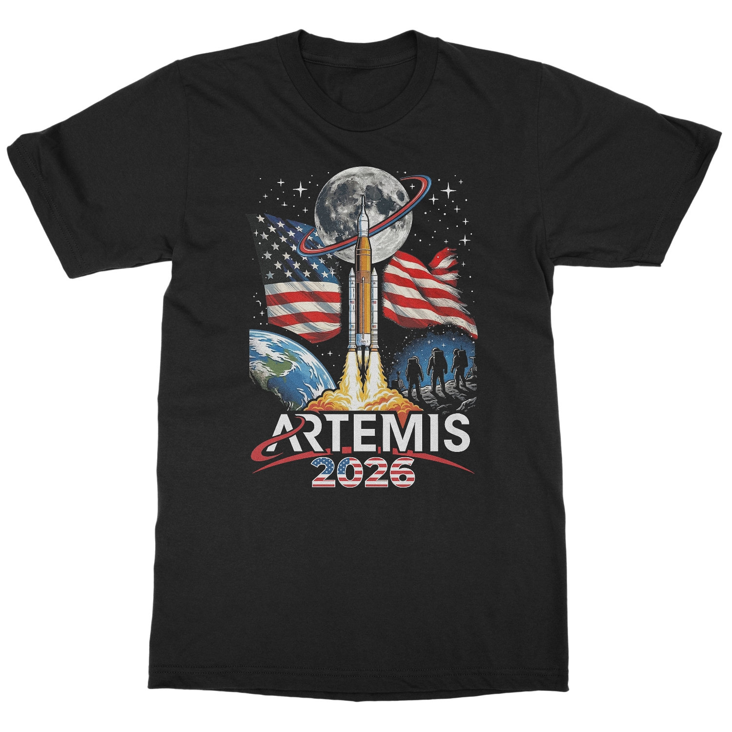 Artemis 2026 Rocket Launch Graphic Moon Mission Unisex T-Shirt