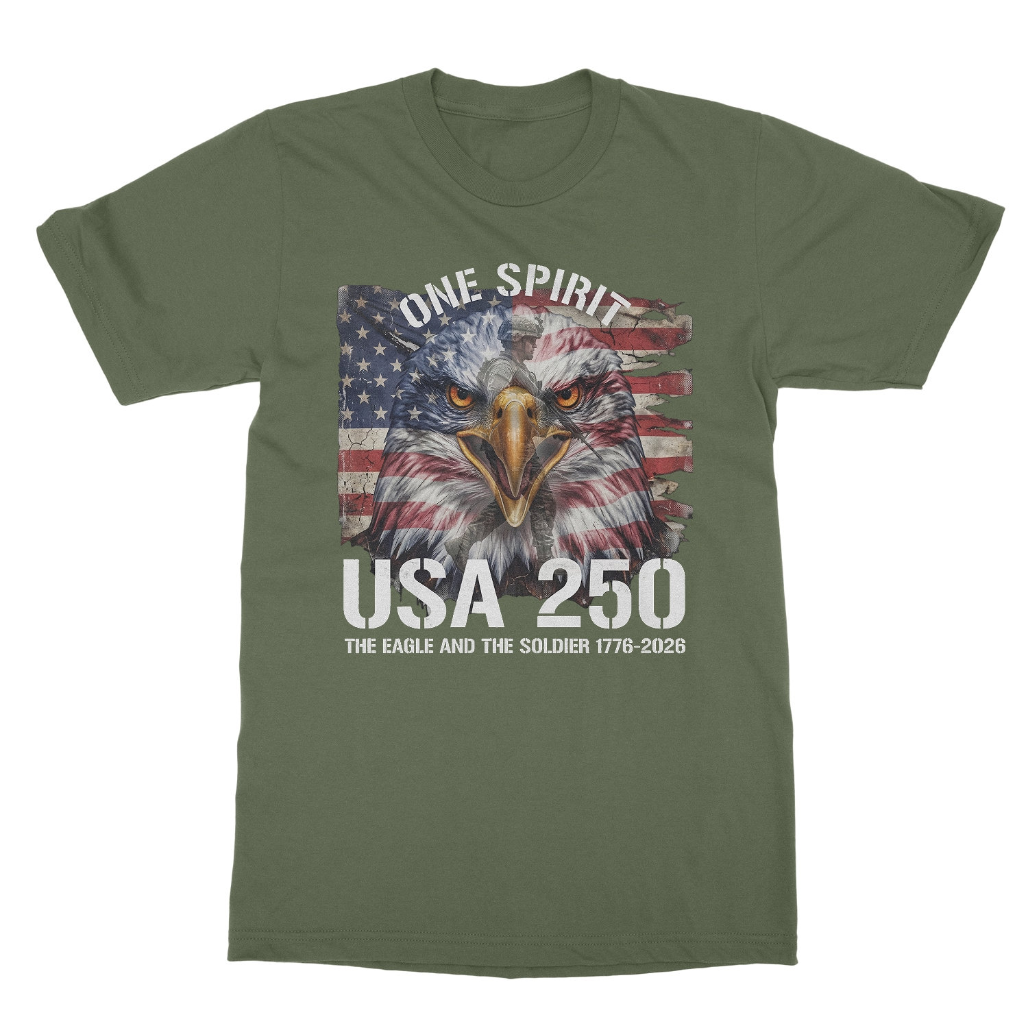 One Spirit Eagle And Soldier USA 250 Years Freedom Unisex T-Shirt