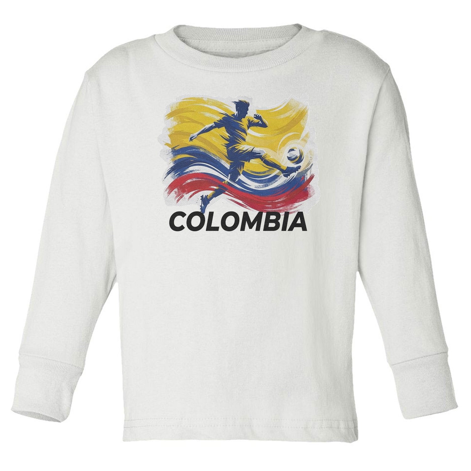 Colombia Inspired Flag Graphic – World Sports Fans Toddler Long Sleeve TShirt