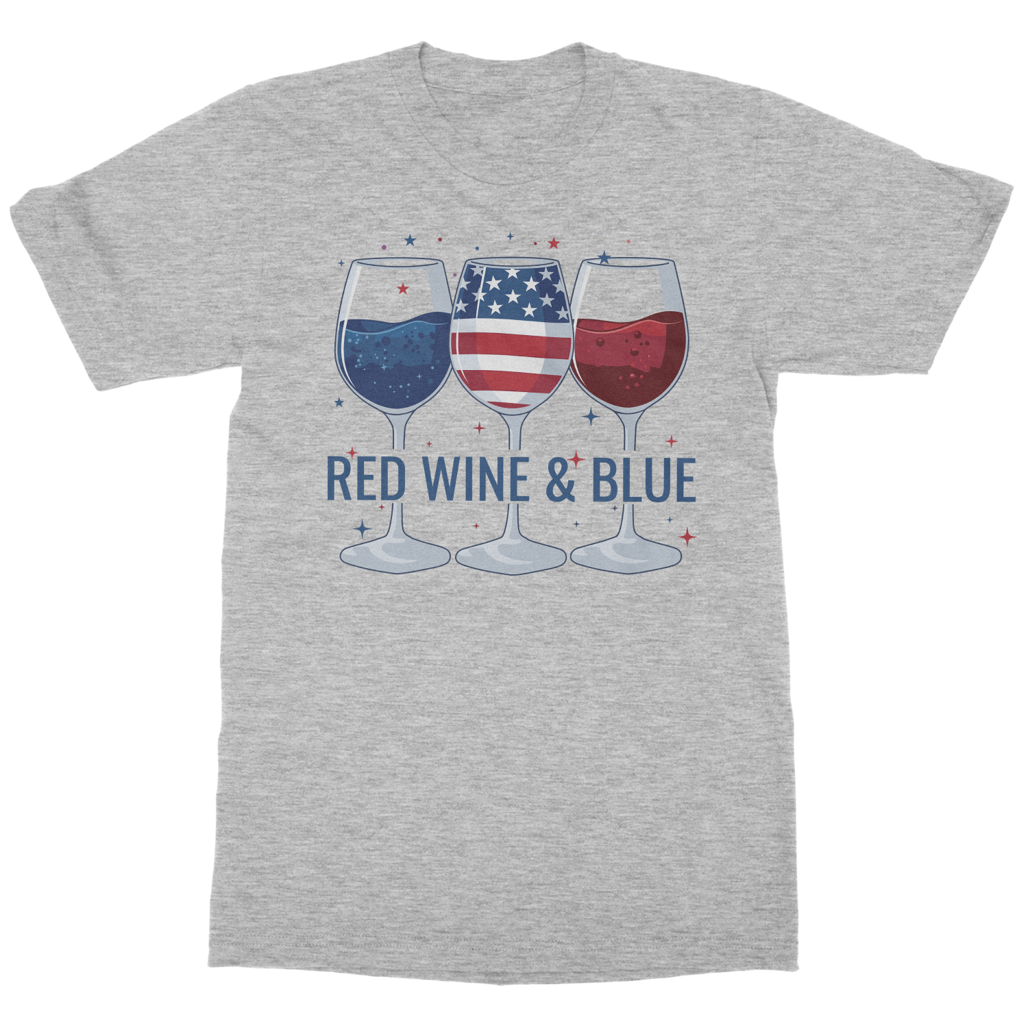 Red Wine and Blue USA Flag 4th of July Unisex T-Shirt