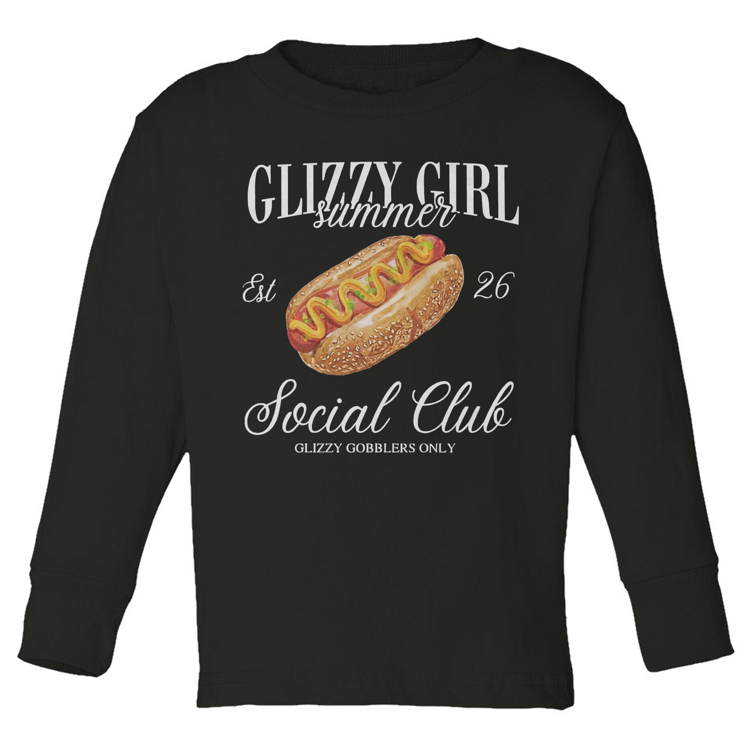 Hot Dog Summer Social Club Funny Wiener Gobbler Toddler Long Sleeve TShirt