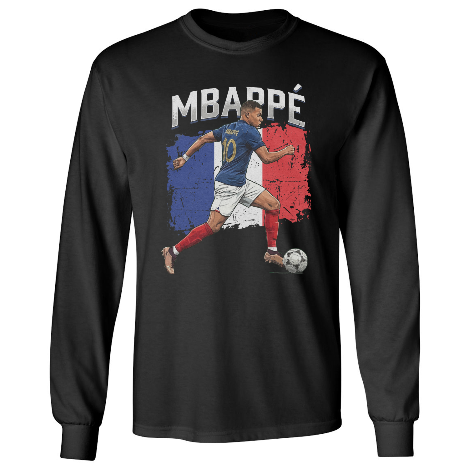 Mbappe Inspired Graphic France Fan Soccer Pride Long Sleeve T-Shirt