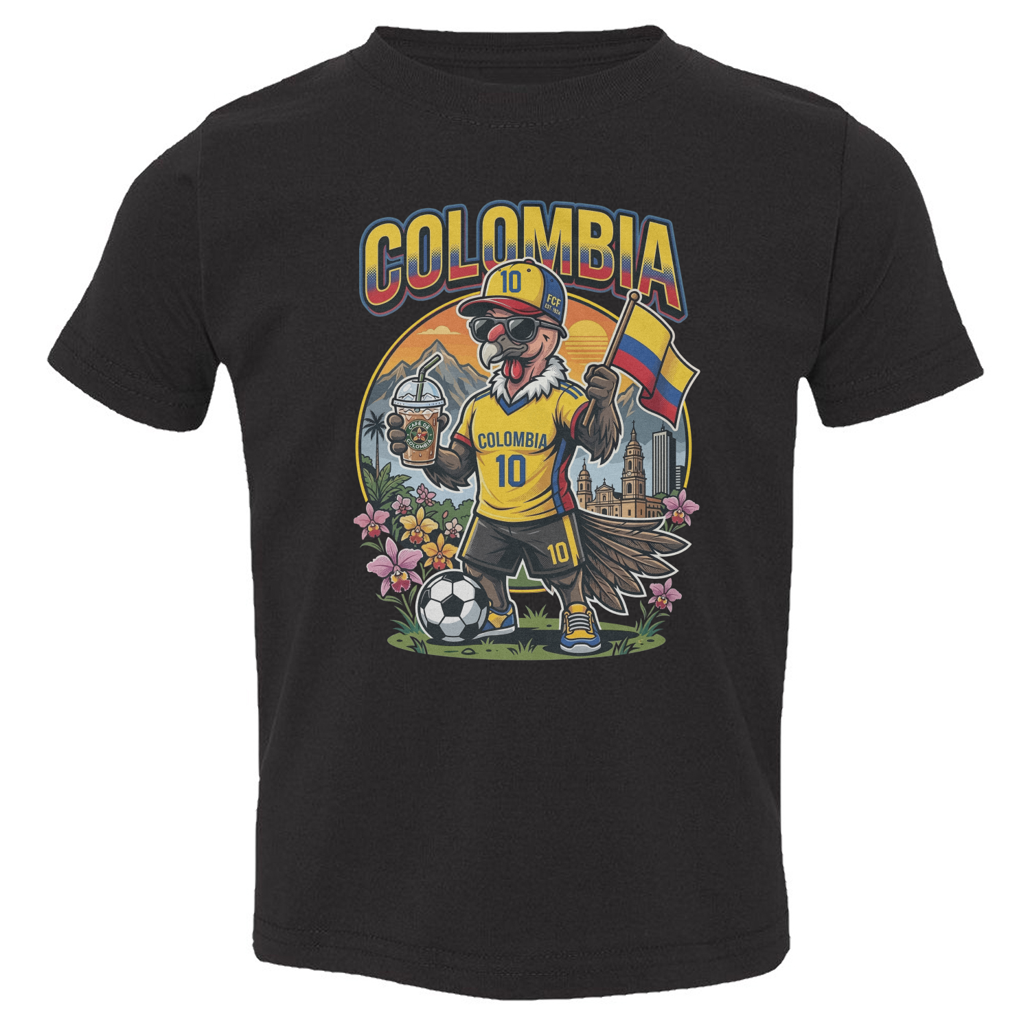 Colombia Fans Soccer Supporters Mascot Graphic Toddler T-Shirt