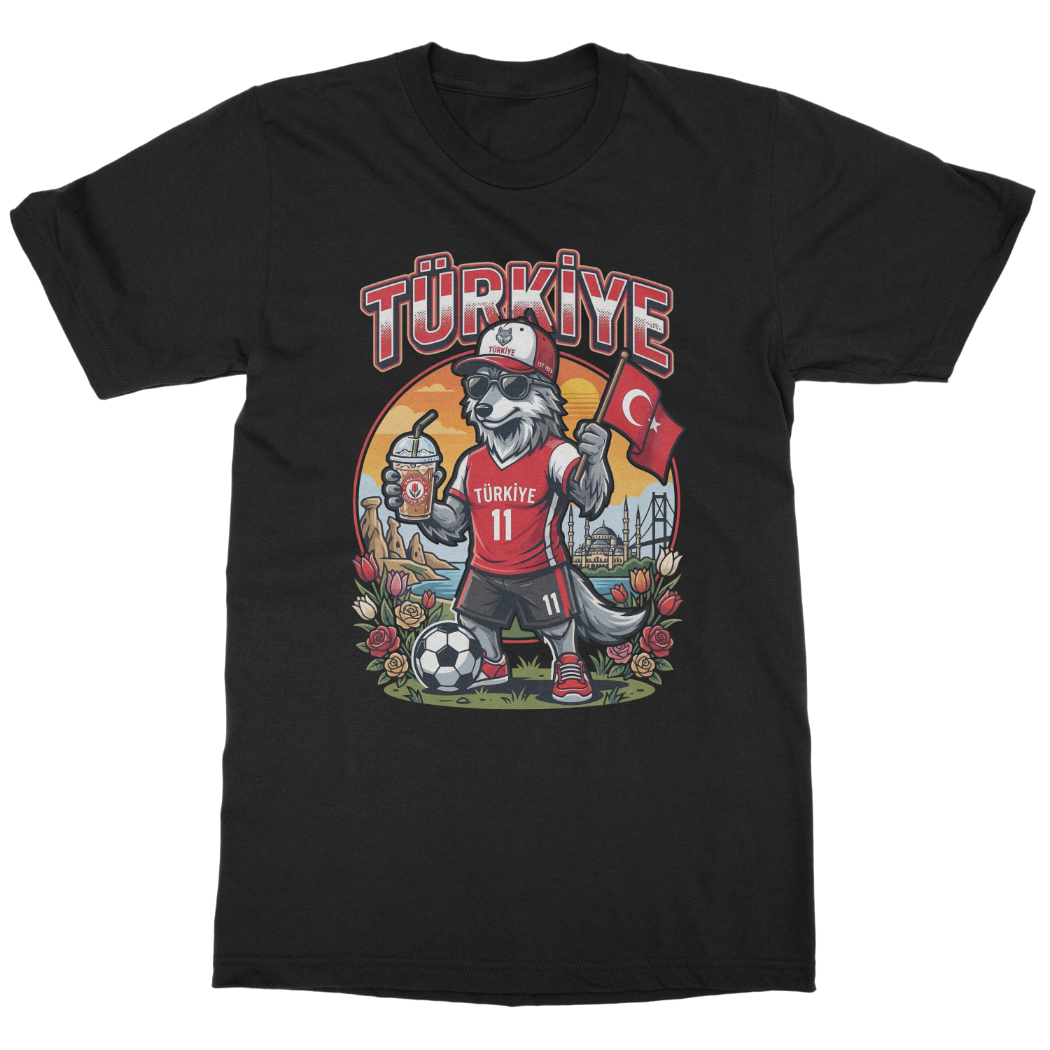 Turkiye Fans Soccer Supporters Mascot Graphic Unisex T-Shirt
