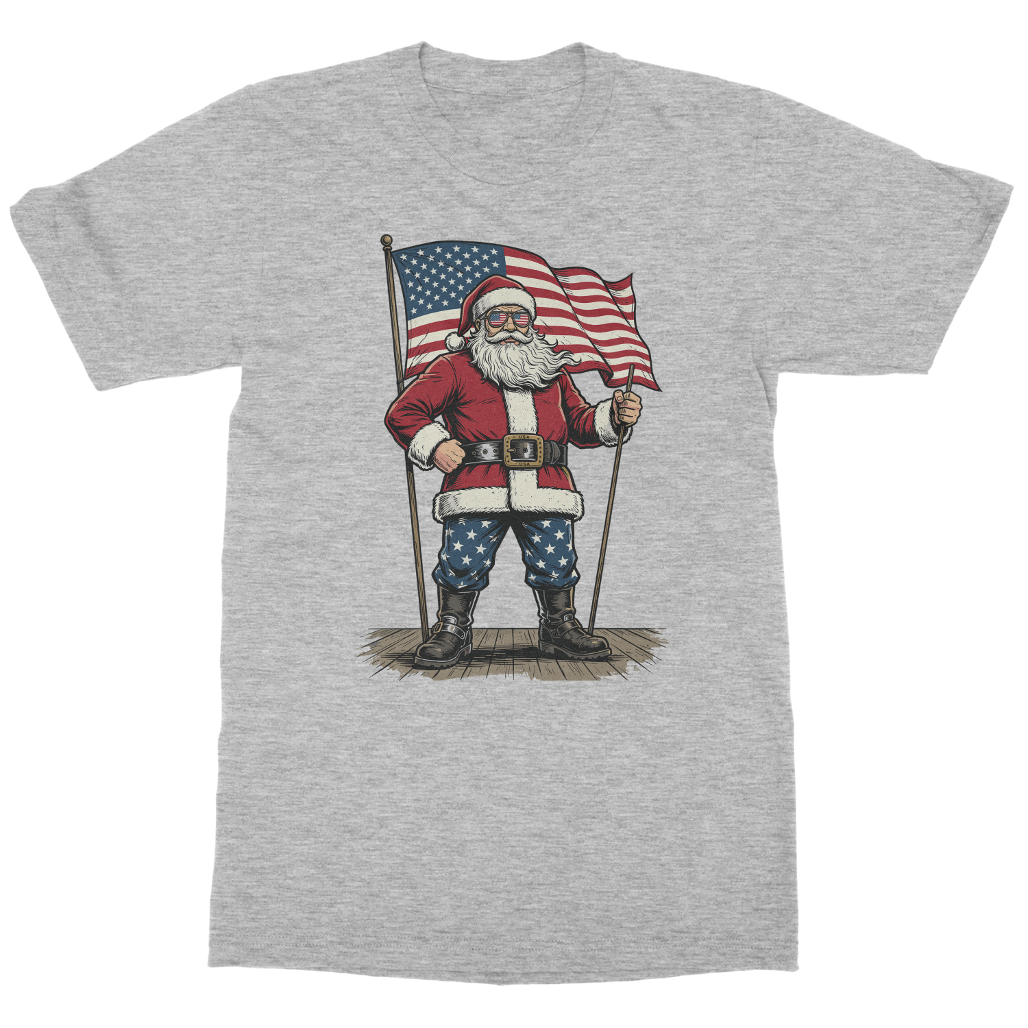 Christmas In July Santa Claus US Flag Patriotic Unisex T-Shirt