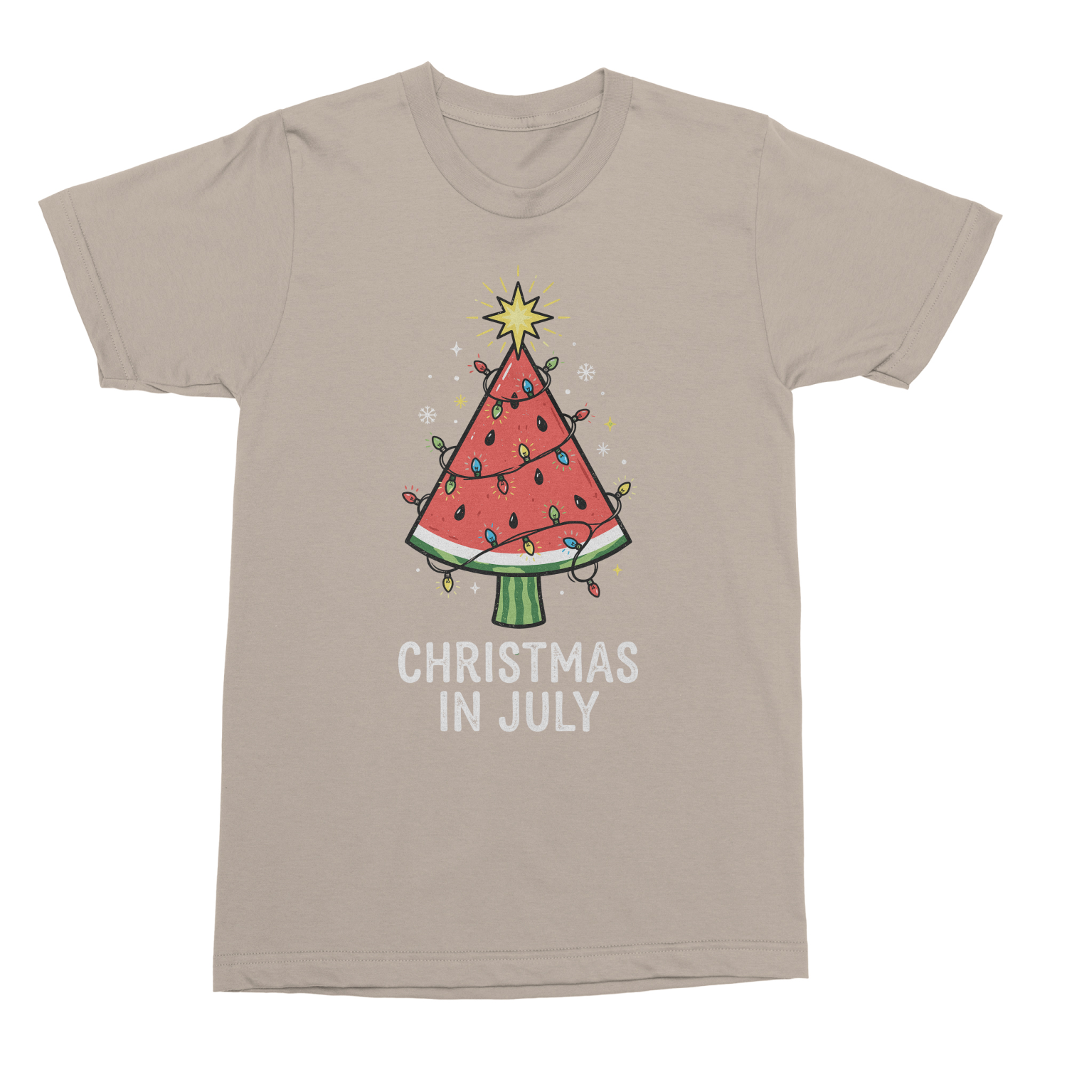 Christmas in July Watermelon Xmas Tree Lights Funny Unisex T-Shirt