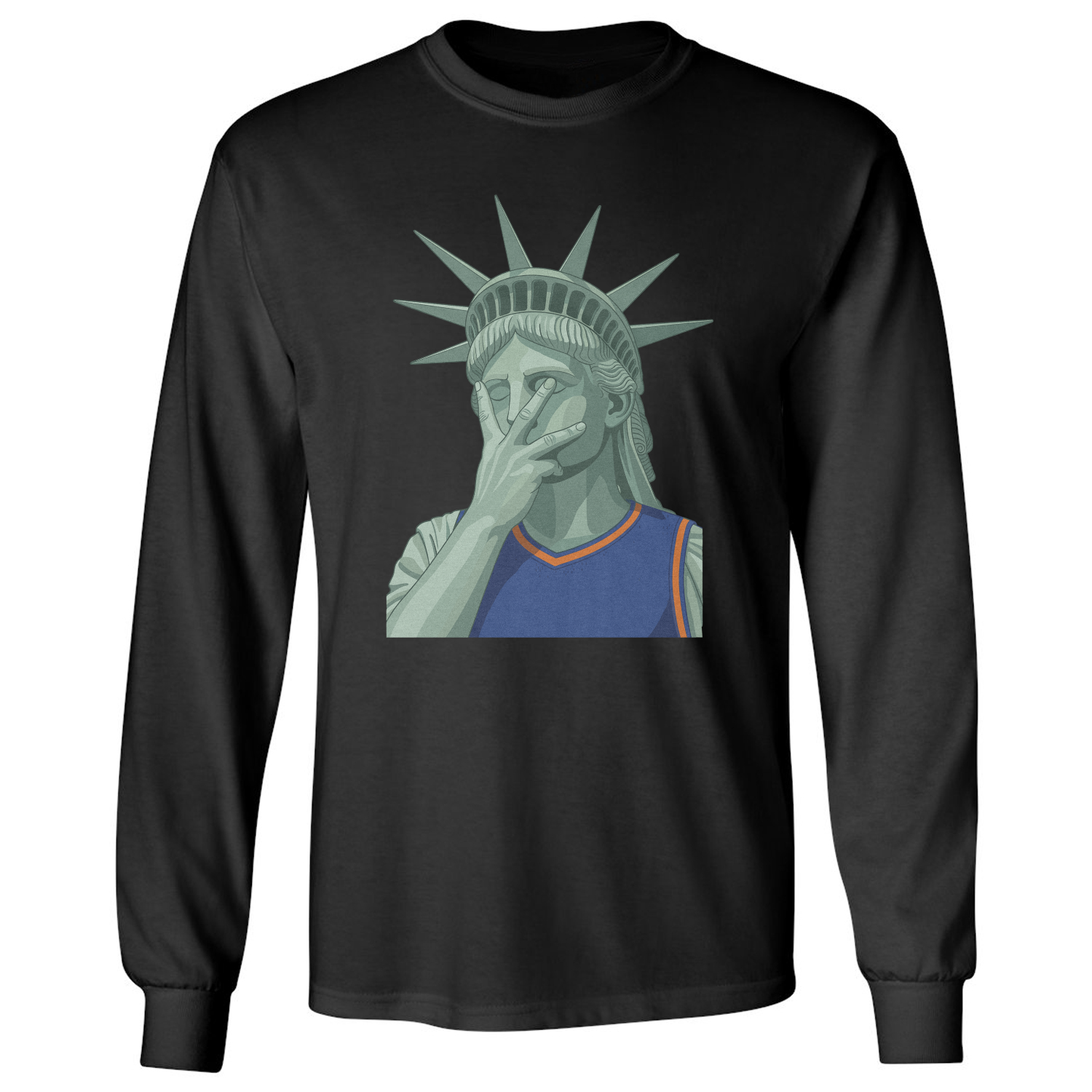 Liberty Statue Brunson 3 Point Hoop New York Tribute Long Sleeve T-Shirt