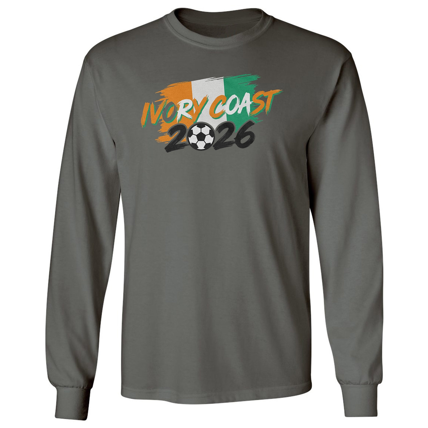 Ivory Coast Tribute Flag Graphic – 2026 Soccer Fans Long Sleeve T-Shirt