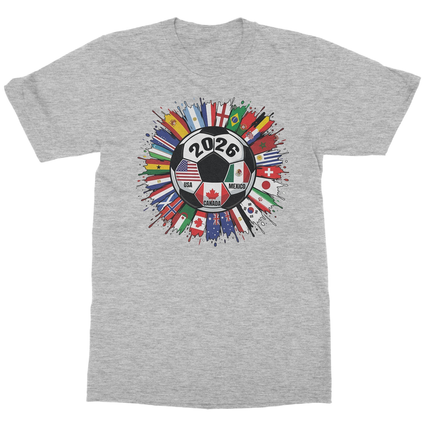 2026 Soccer Ball World Countries Splash Graphic Unisex T-Shirt