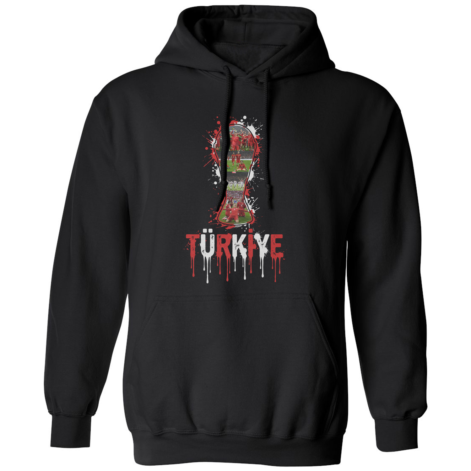 Turkiye Trophy Splash Collage Soccer Fans Tribute Unisex Hooded Sweatshirt