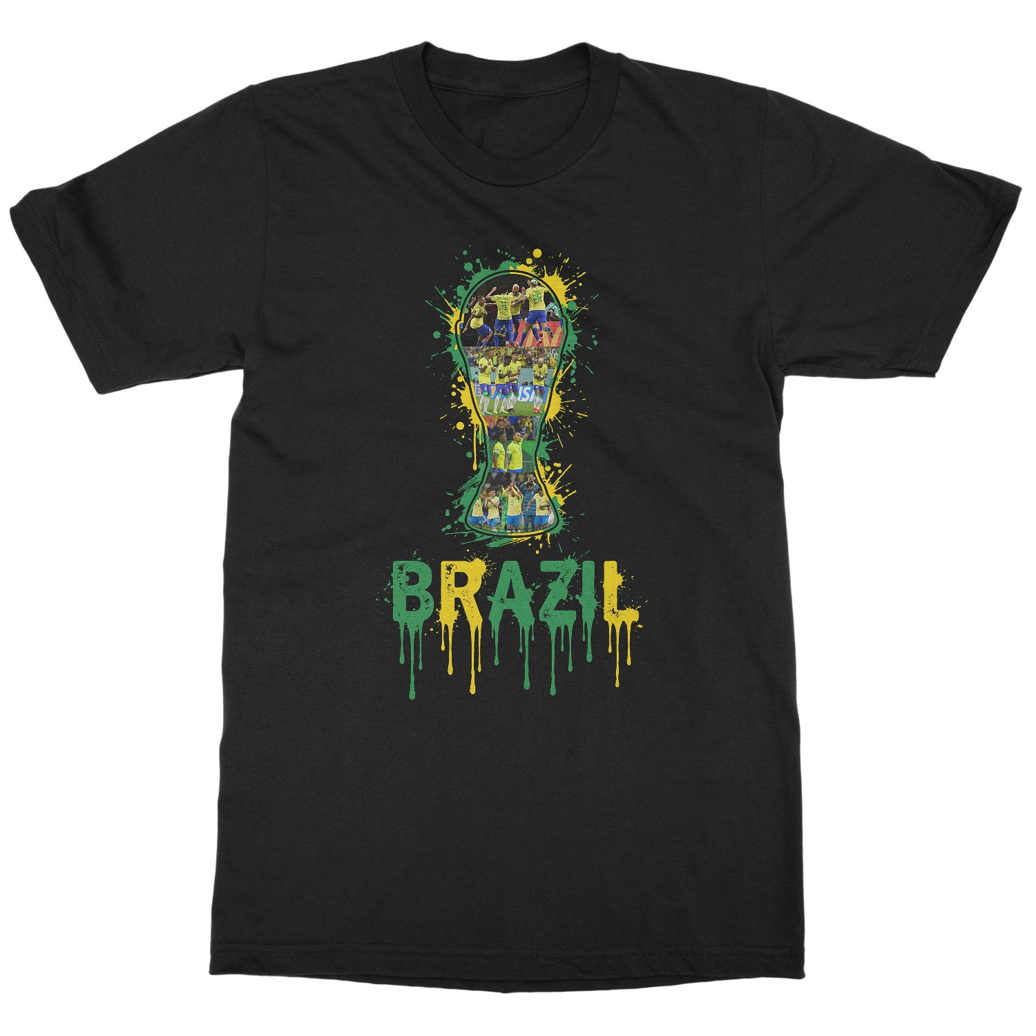 Brazil Trophy Splash Collage Soccer Fans Tribute Unisex T-Shirt