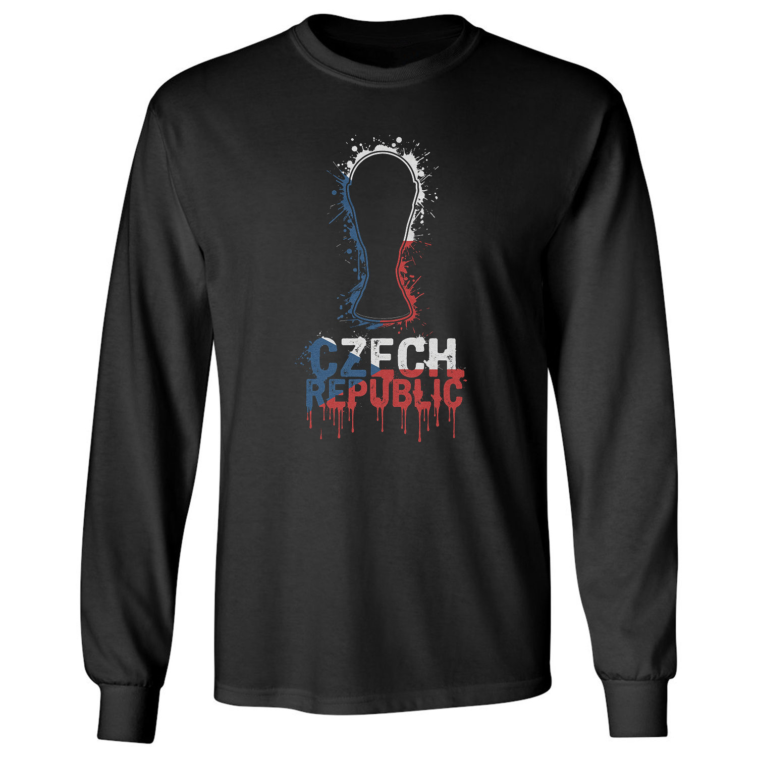 Czech Republic Trophy Splash Graphic Soccer Fans Long Sleeve T-Shirt
