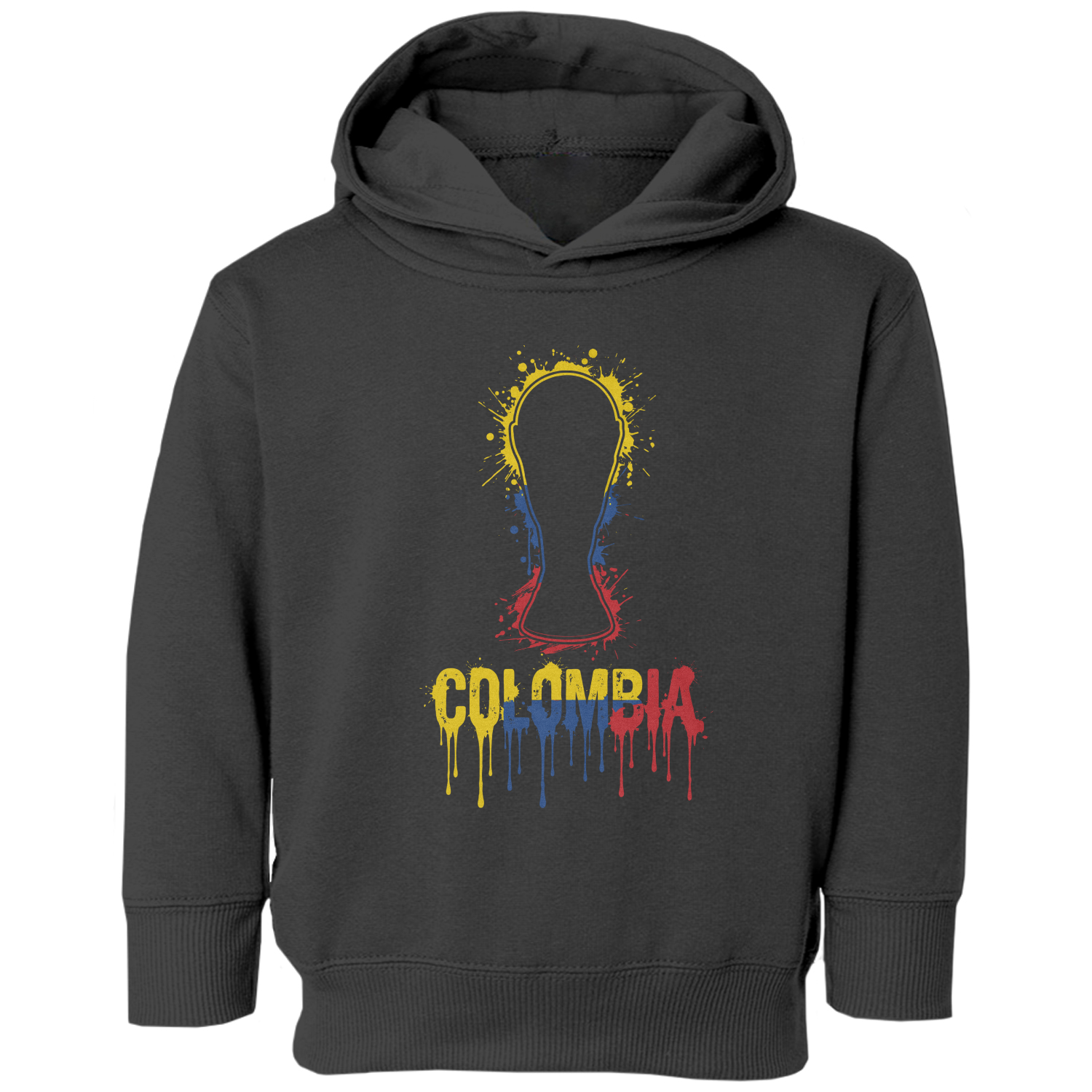 Colombia Trophy Splash Graphic Soccer Fans Tribute Toddler Hooded Sweatshirt
