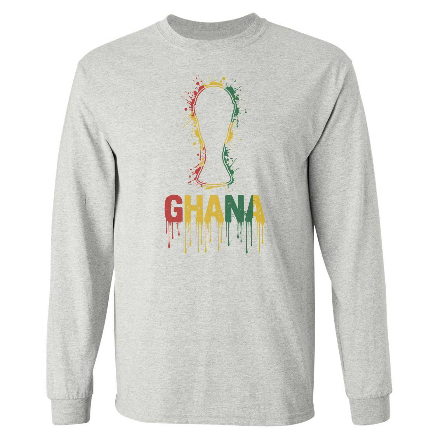 Ghana Trophy Splash Graphic Soccer Fans Tribute Long Sleeve T-Shirt