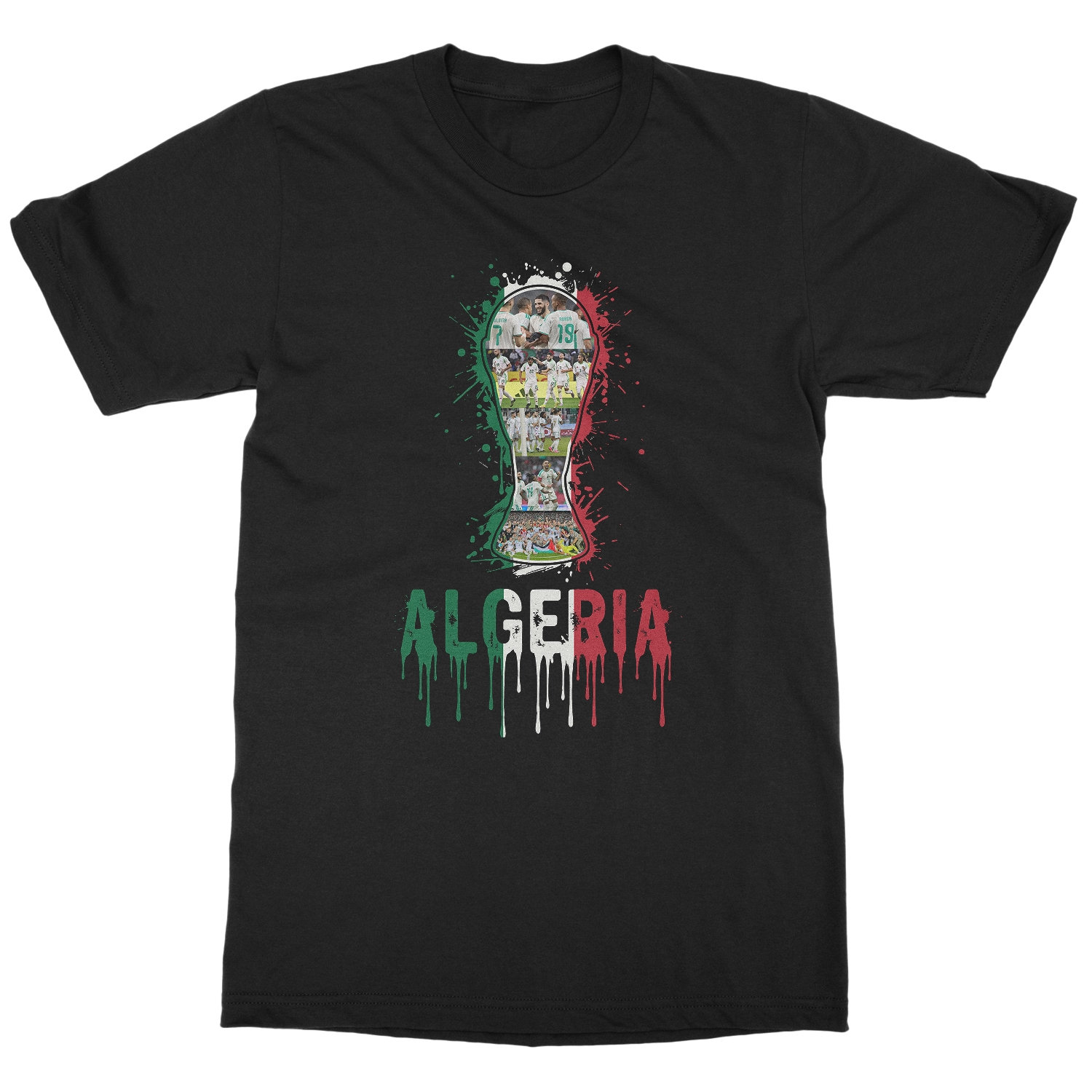 Algeria Trophy Splash Collage Soccer Fans Tribute Unisex T-Shirt