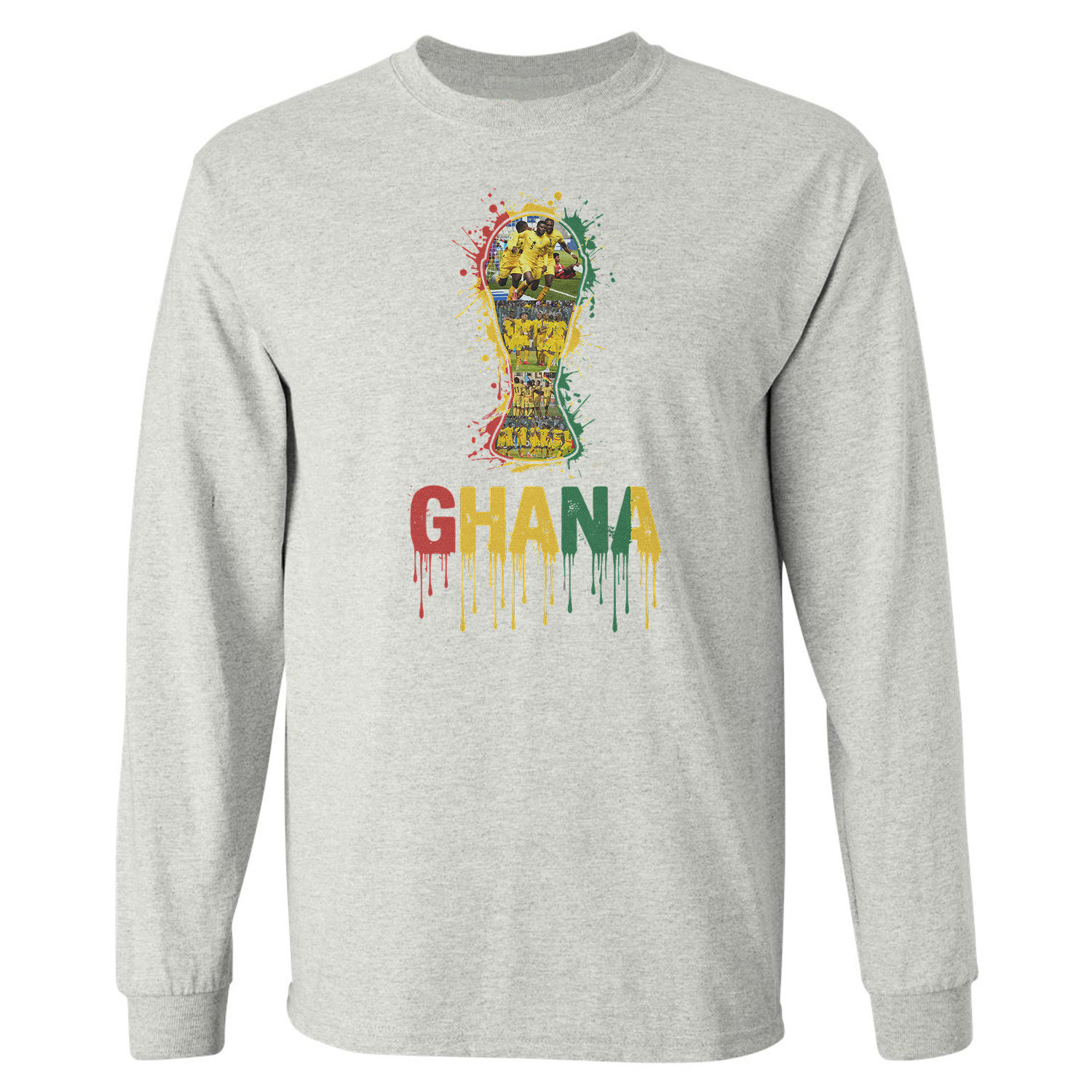 Ghana Trophy Splash Collage Soccer Fans Tribute Long Sleeve T-Shirt