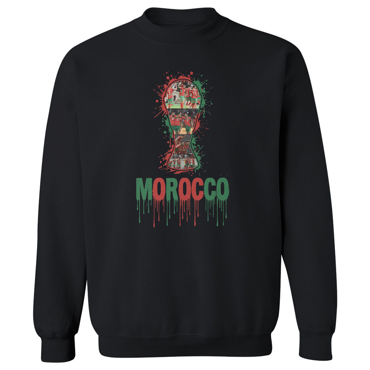Morocco Trophy Splash Collage Soccer Fans Tribute Unisex Crewneck Sweatshirt