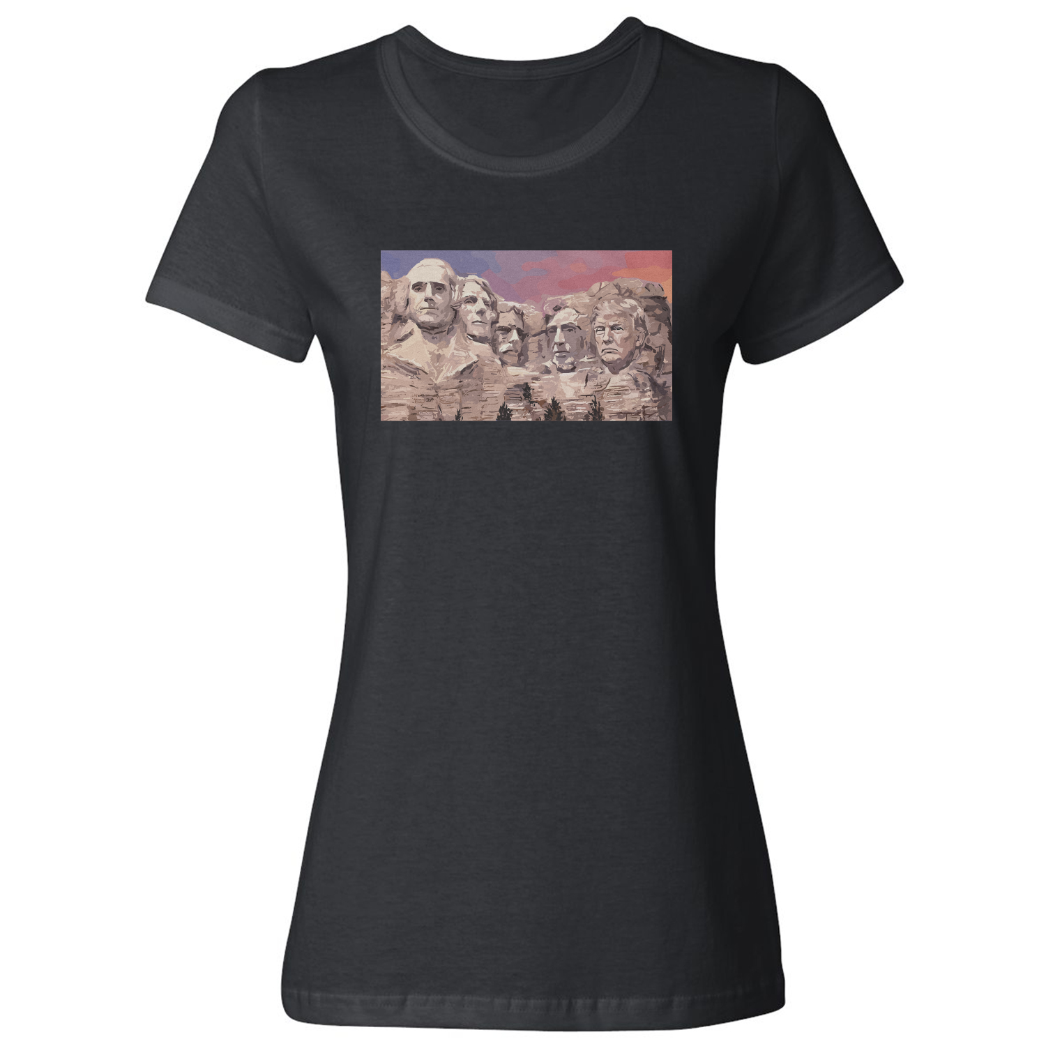 President 47 Mount Rushmore Funny Political Meme Ladies’ Crewneck T-Shirt