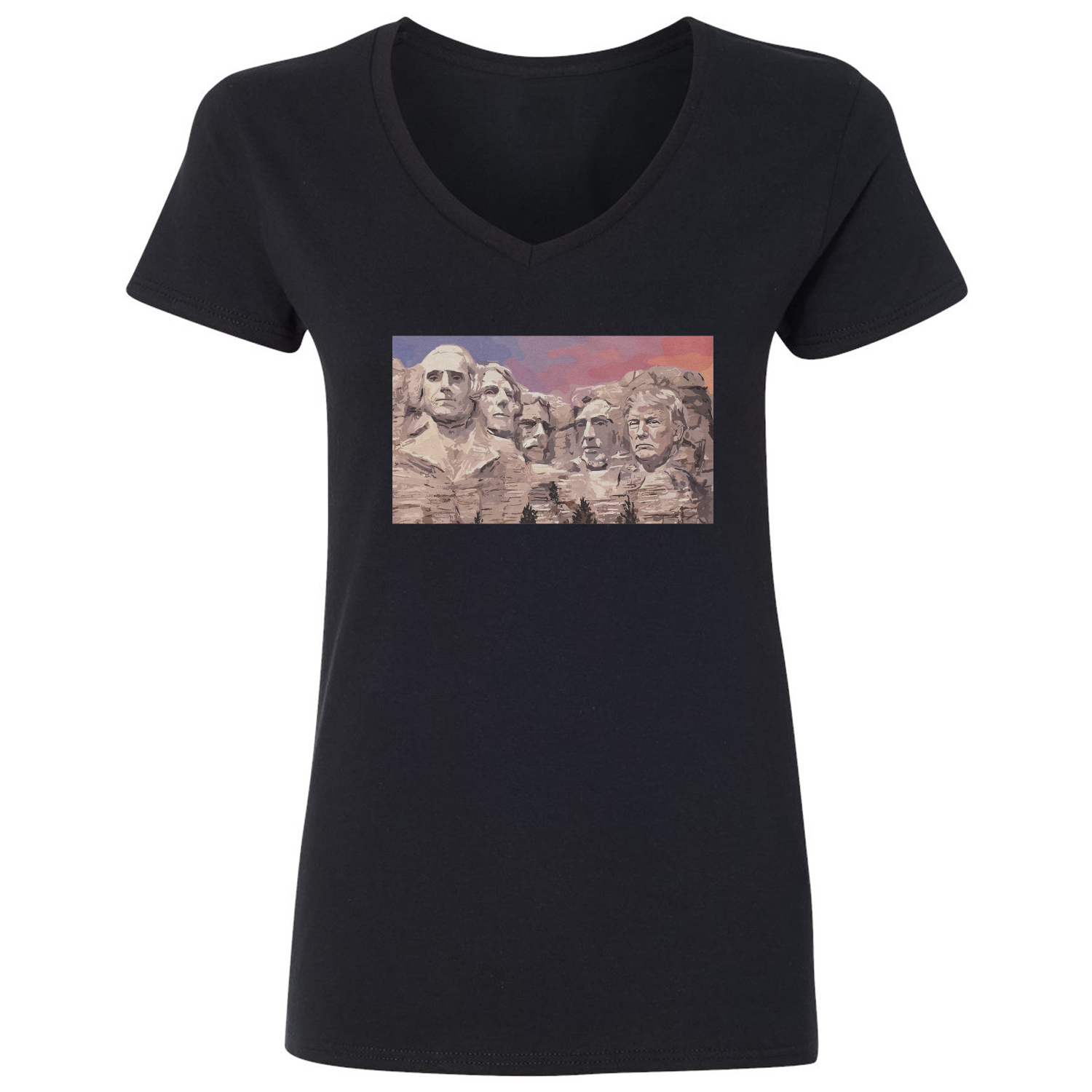 President 47 Mount Rushmore Funny Political Meme Ladies’ V-Neck Tshirt