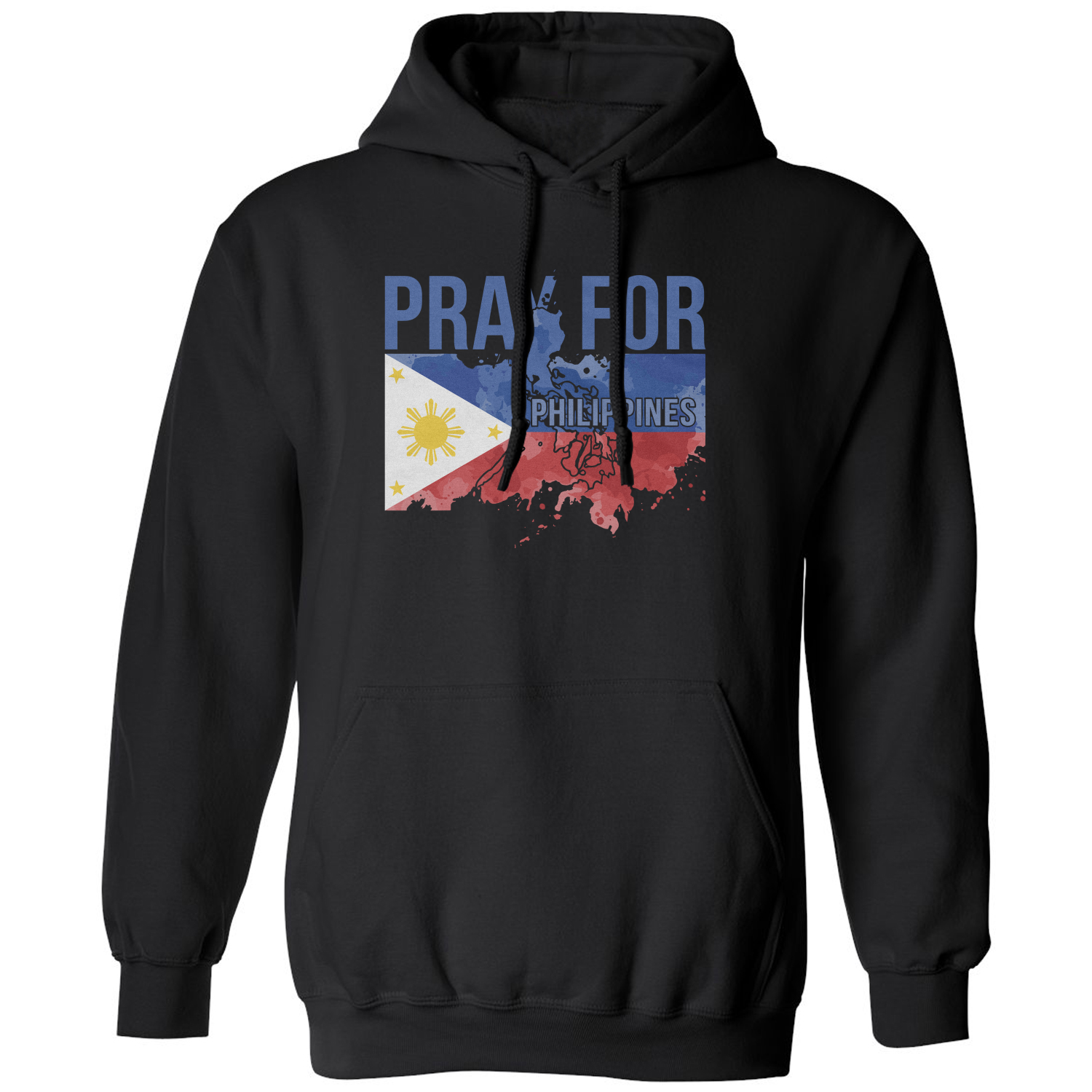 Pray For Philippines Flag Map Graphic Support Unisex Hooded Sweatshirt