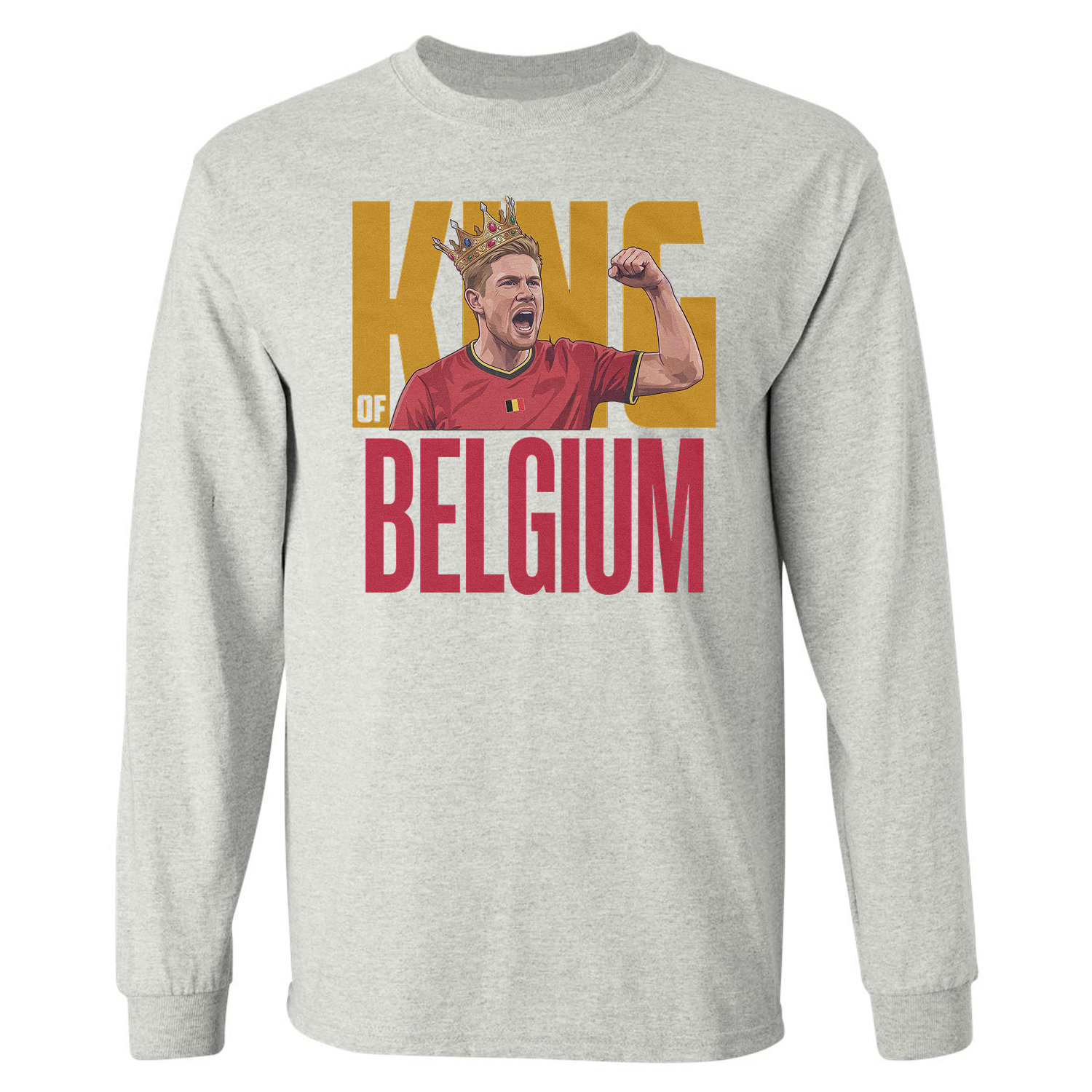 De Bruyne King of Belgium Graphic Soccer Fans Long Sleeve T-Shirt
