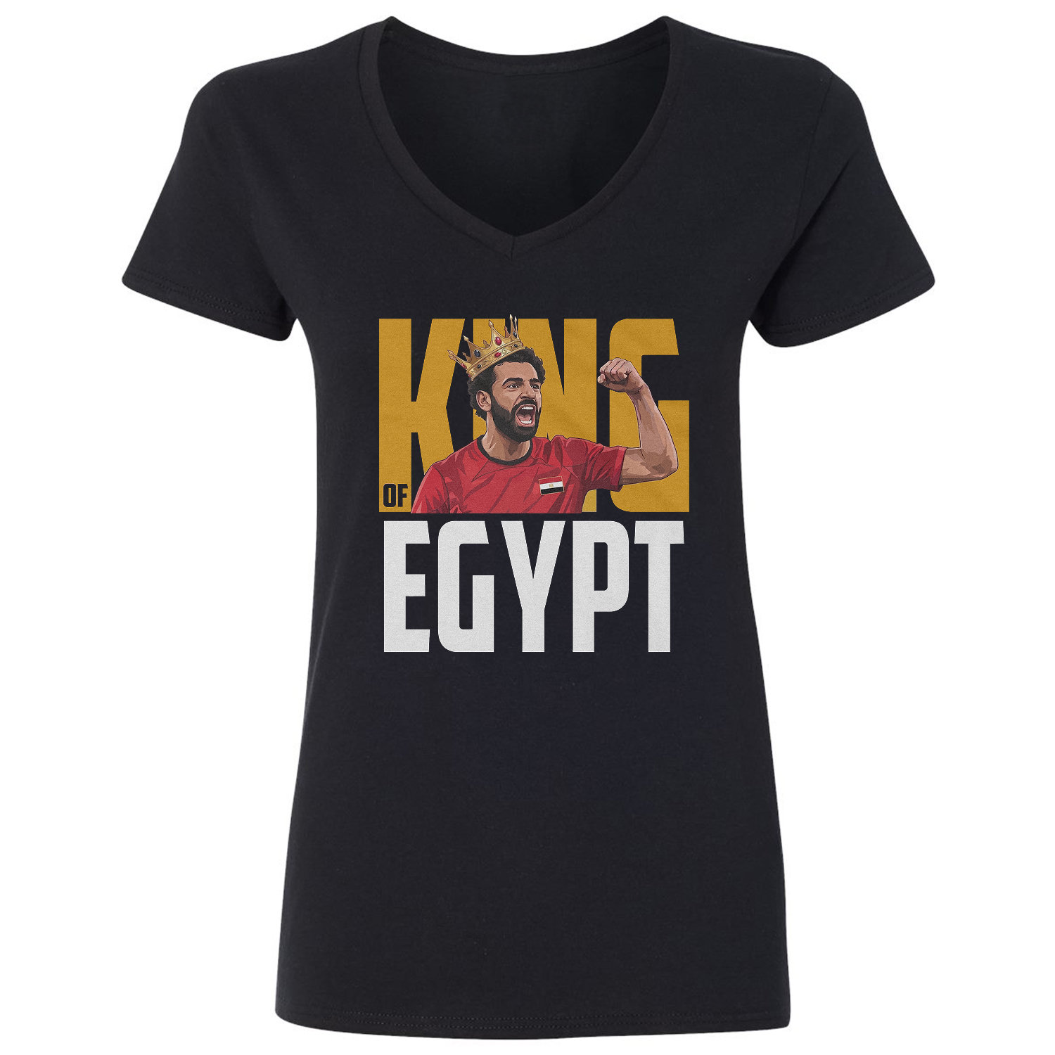 Salah King of Egypt Graphic Soccer Fans Ladies’ V-Neck Tshirt