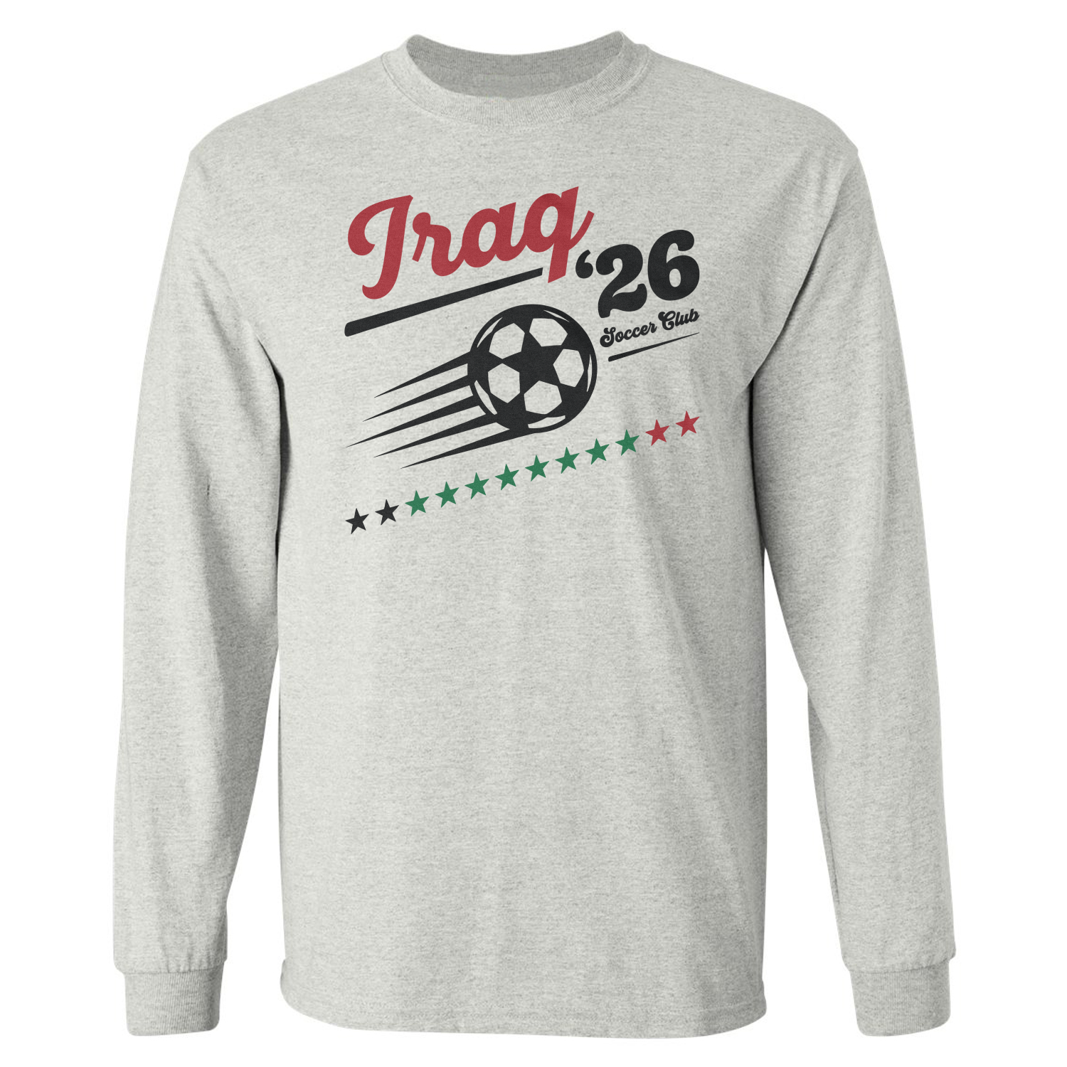 Vintage Iraq 26 Soccer Club Retro Fans Graphic Long Sleeve T-Shirt