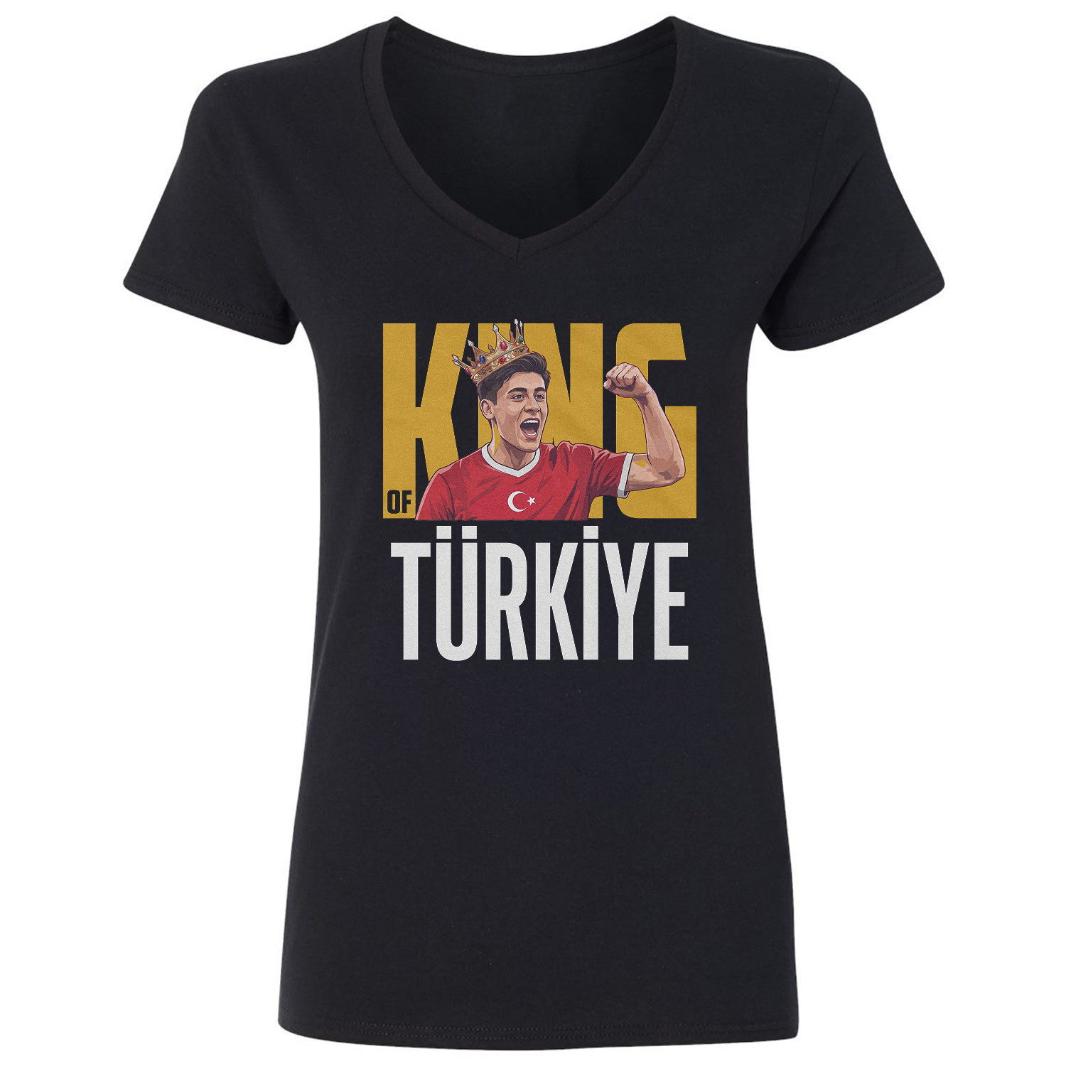 Guler King of Turkiye Graphic Soccer Fans Ladies’ V-Neck Tshirt