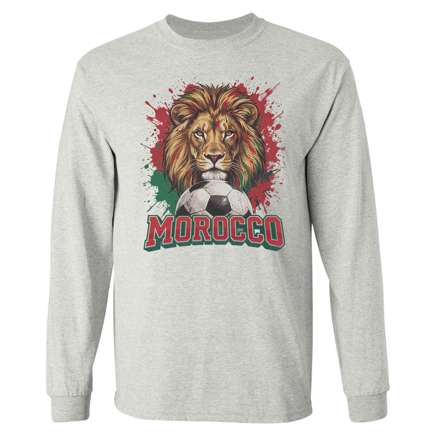Morocco Lion Soccer Tribute 2026 Cup Fans Long Sleeve T-Shirt
