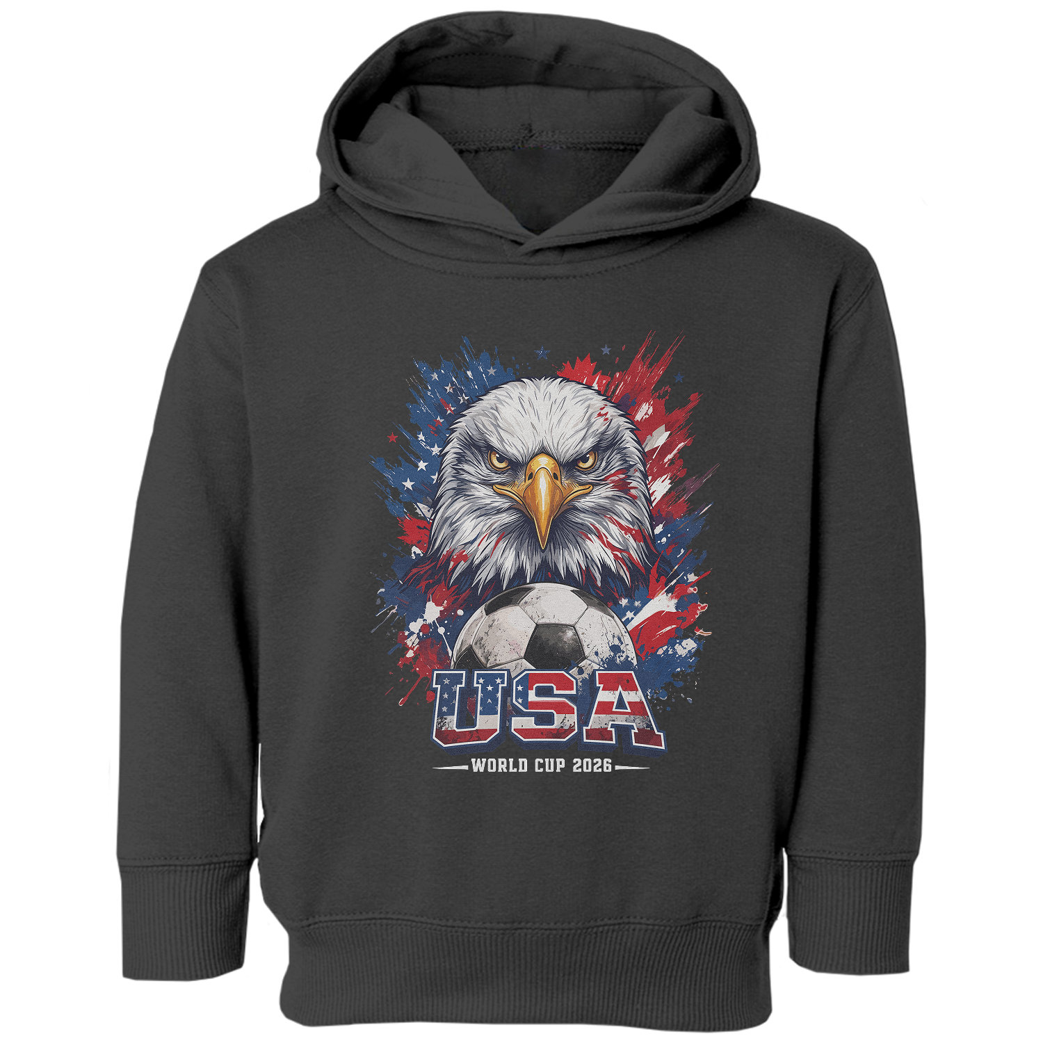 USA World Soccer Cup Tribute 2026 Eagle Fans Toddler Hooded Sweatshirt