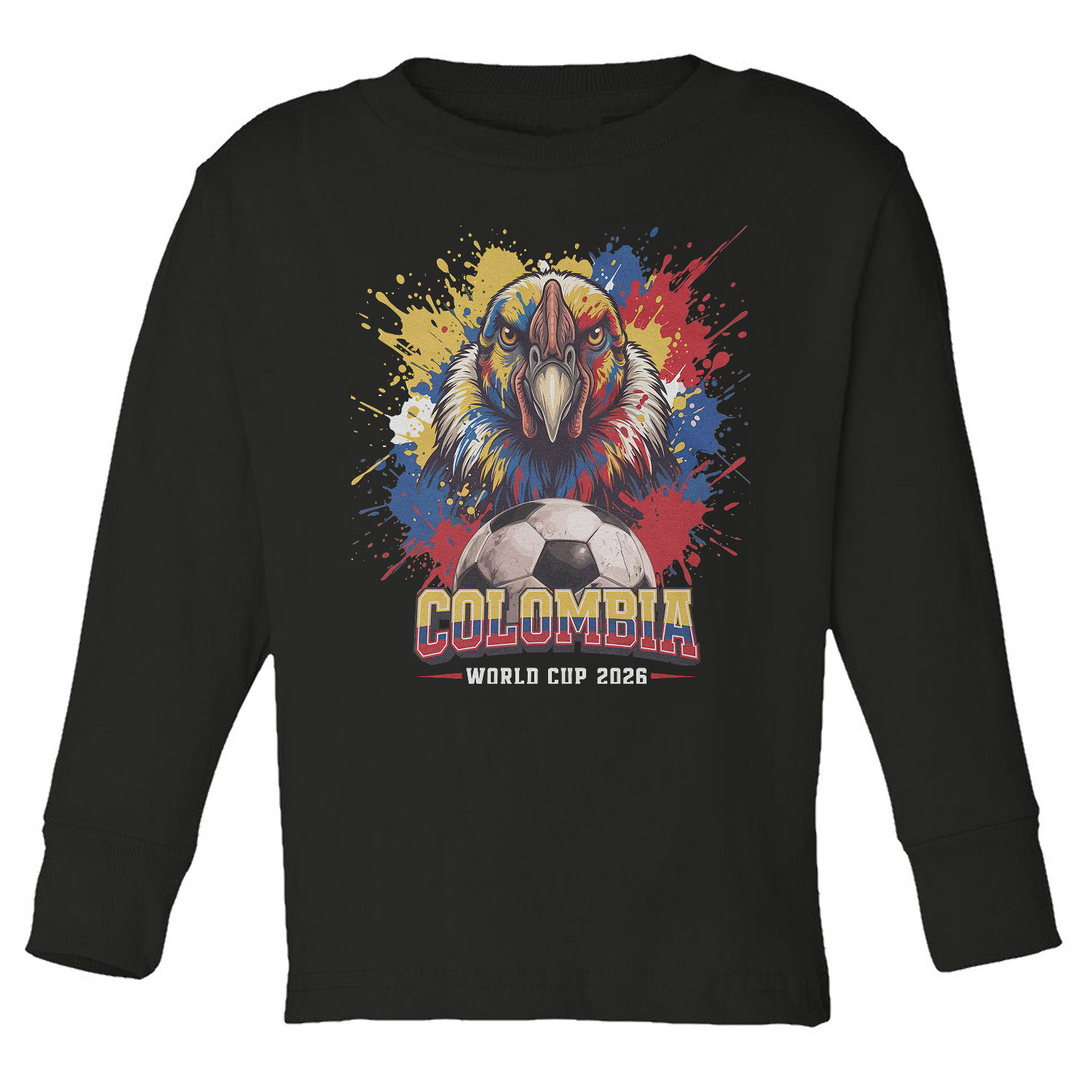 Colombia World Soccer Cup Tribute 2026 Eagle Fans Toddler Long Sleeve TShirt