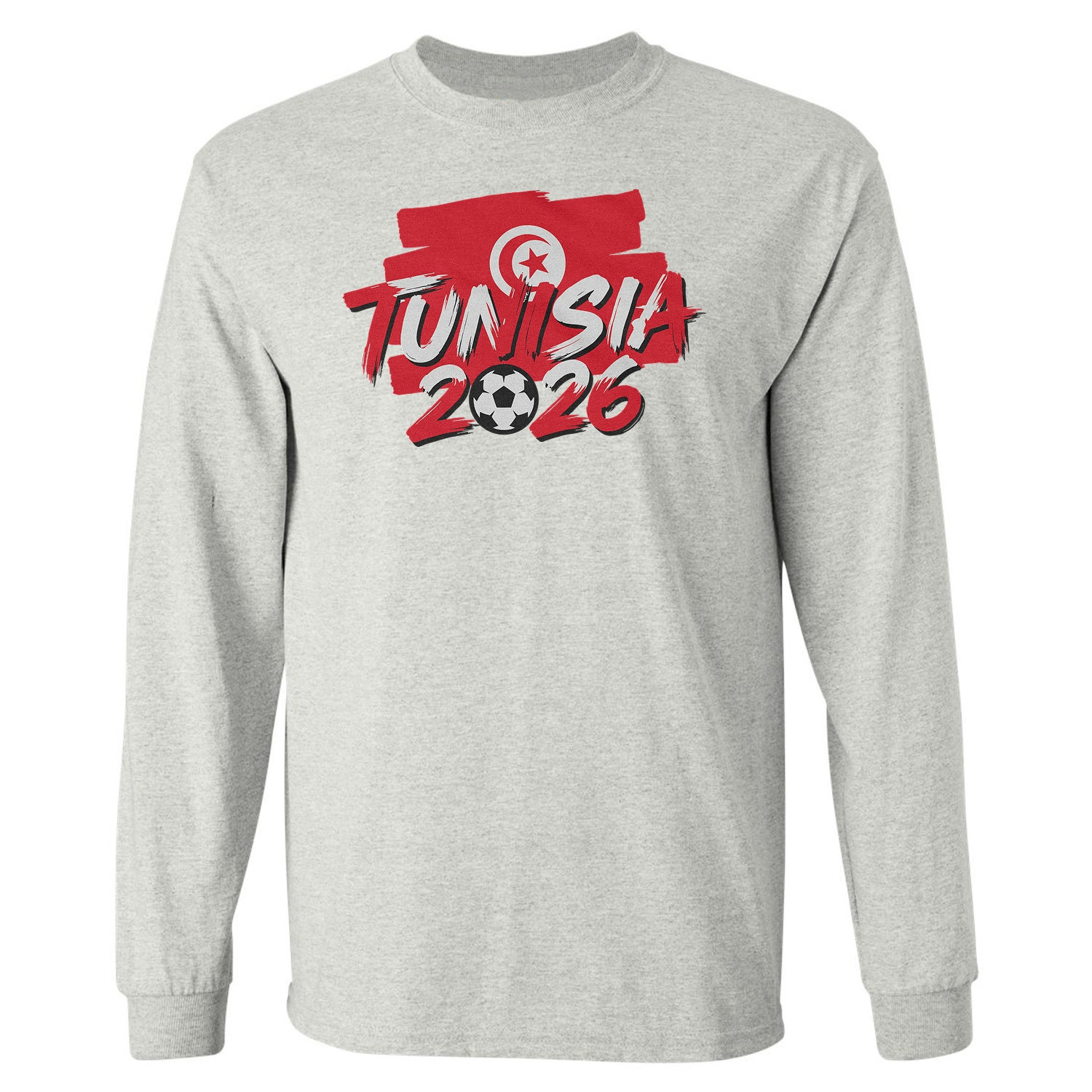 Tunisia Tribute Flag Graphic – 2026 Soccer Fans Long Sleeve T-Shirt