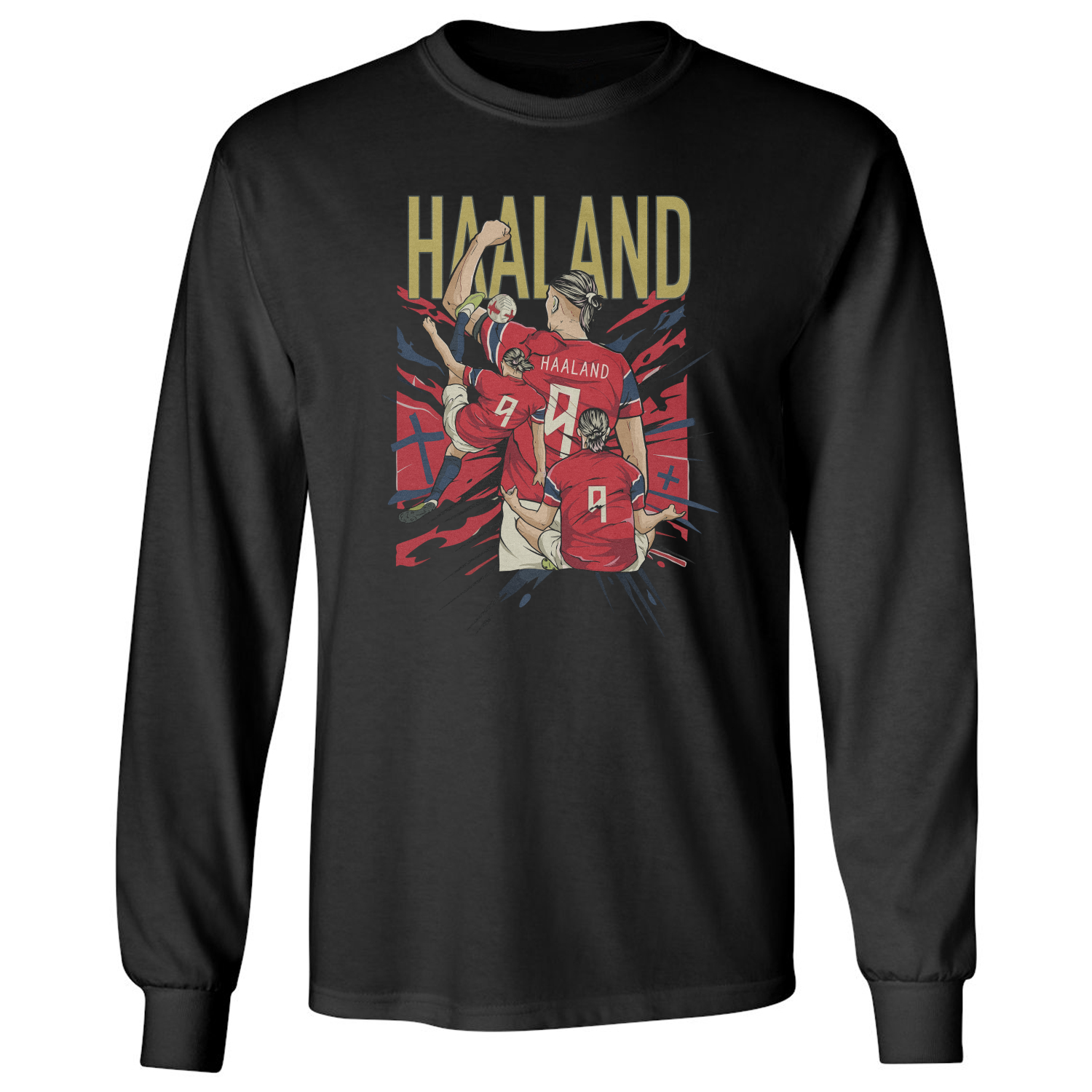 Haaland Inspired Norway 9 Graphic Soccer Fans Long Sleeve T-Shirt