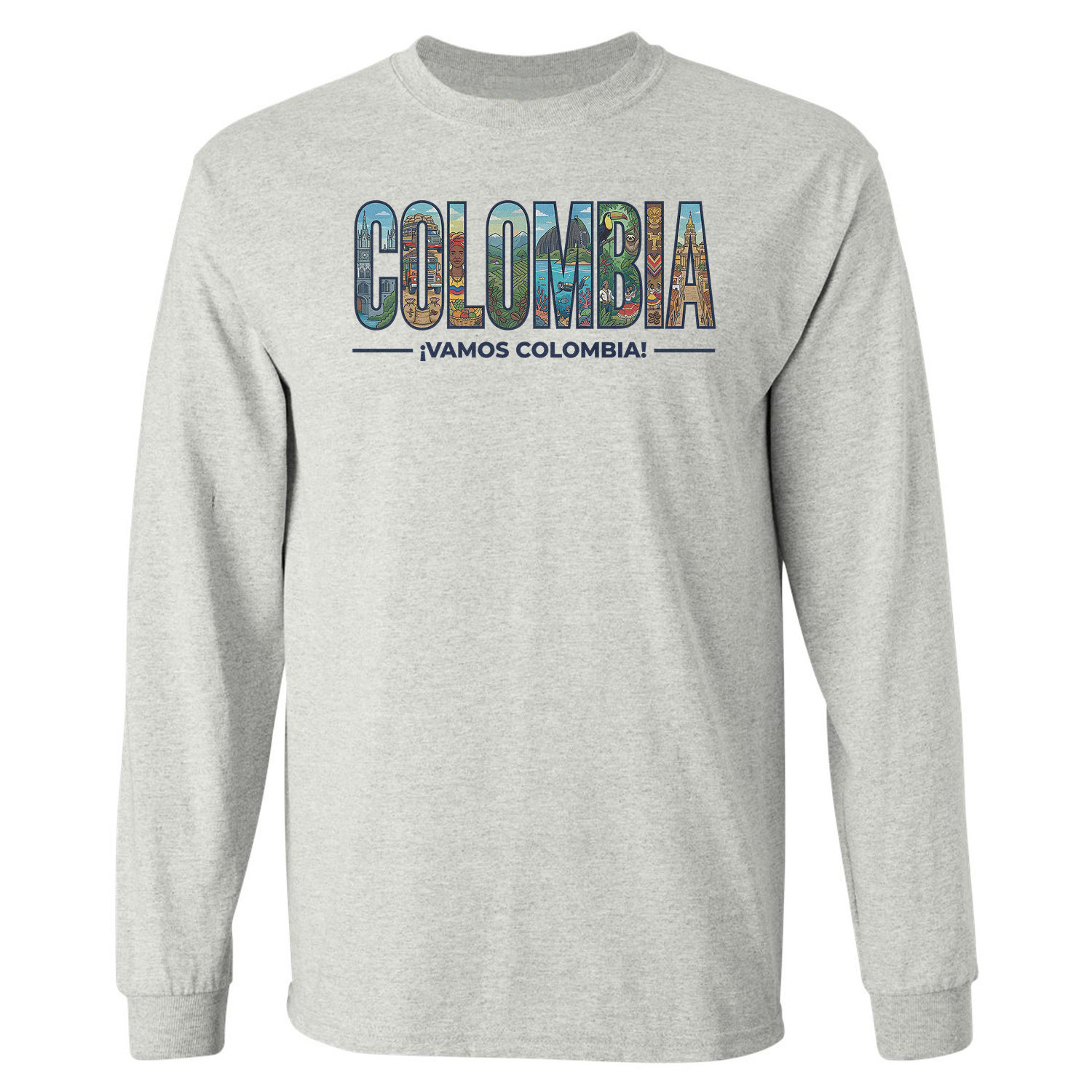 Vamos Colombia Supporter Cheer Soccer Fans Long Sleeve T-Shirt