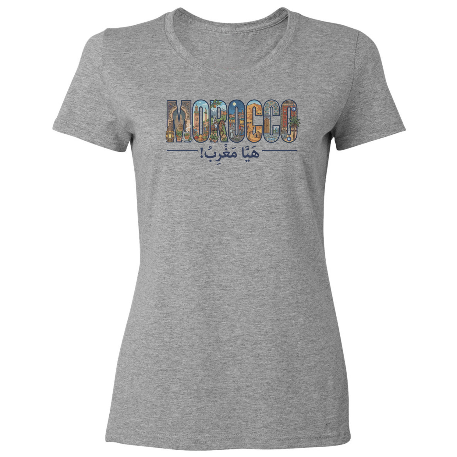 Lets Go Morocco Supporter Cheer Soccer Fans Ladies’ Crewneck T-Shirt