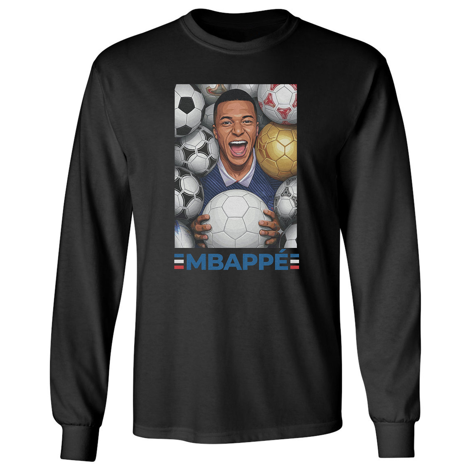 Mbappe Inspired Balls Graphic France Soccer Fans Long Sleeve T-Shirt
