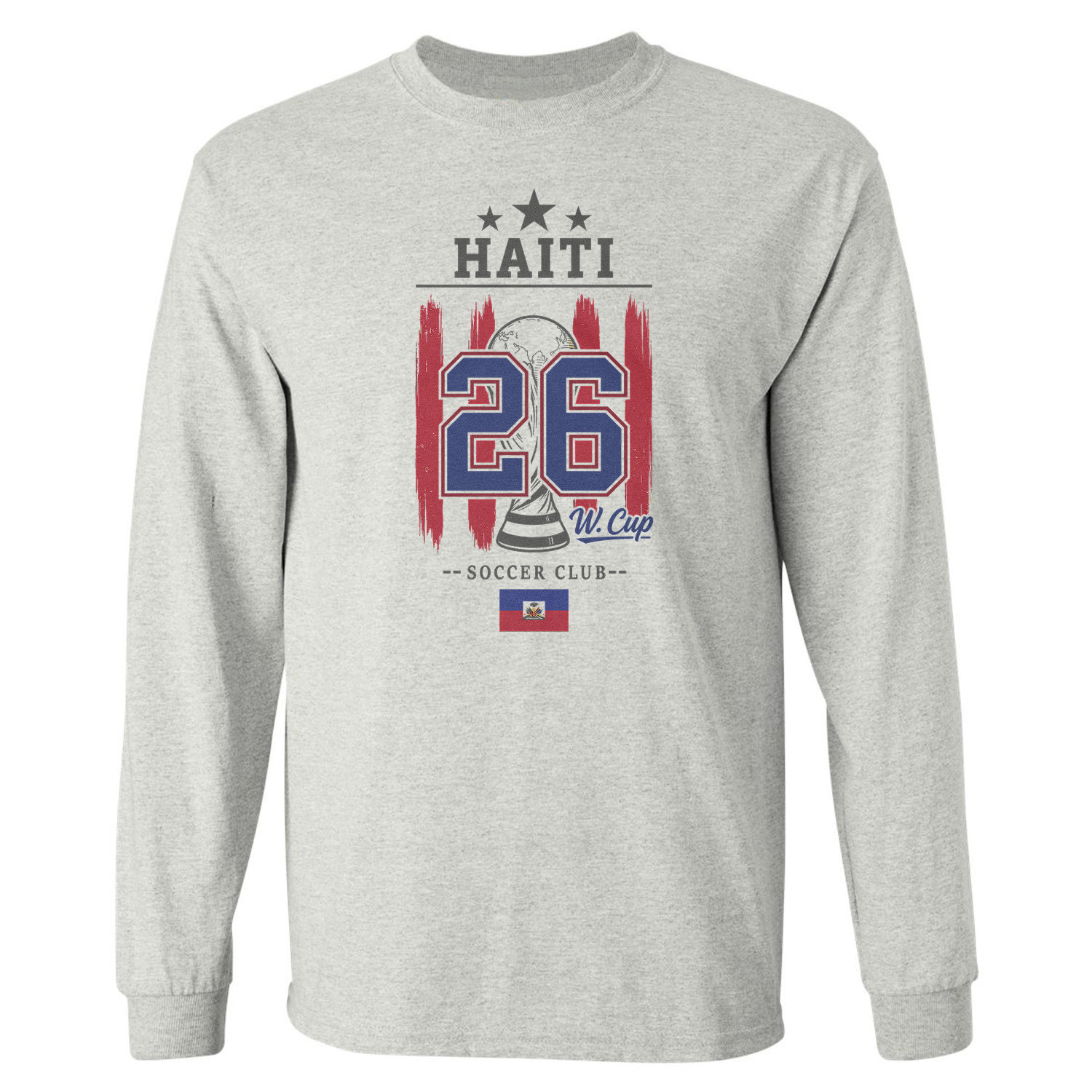 Haiti 26 Flag and Stripes Soccer Fans Long Sleeve T-Shirt
