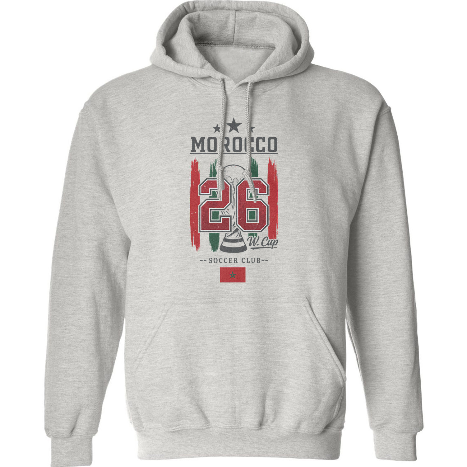 Morocco 26 Flag and Stripes Soccer Fans Unisex Hooded Sweatshirt