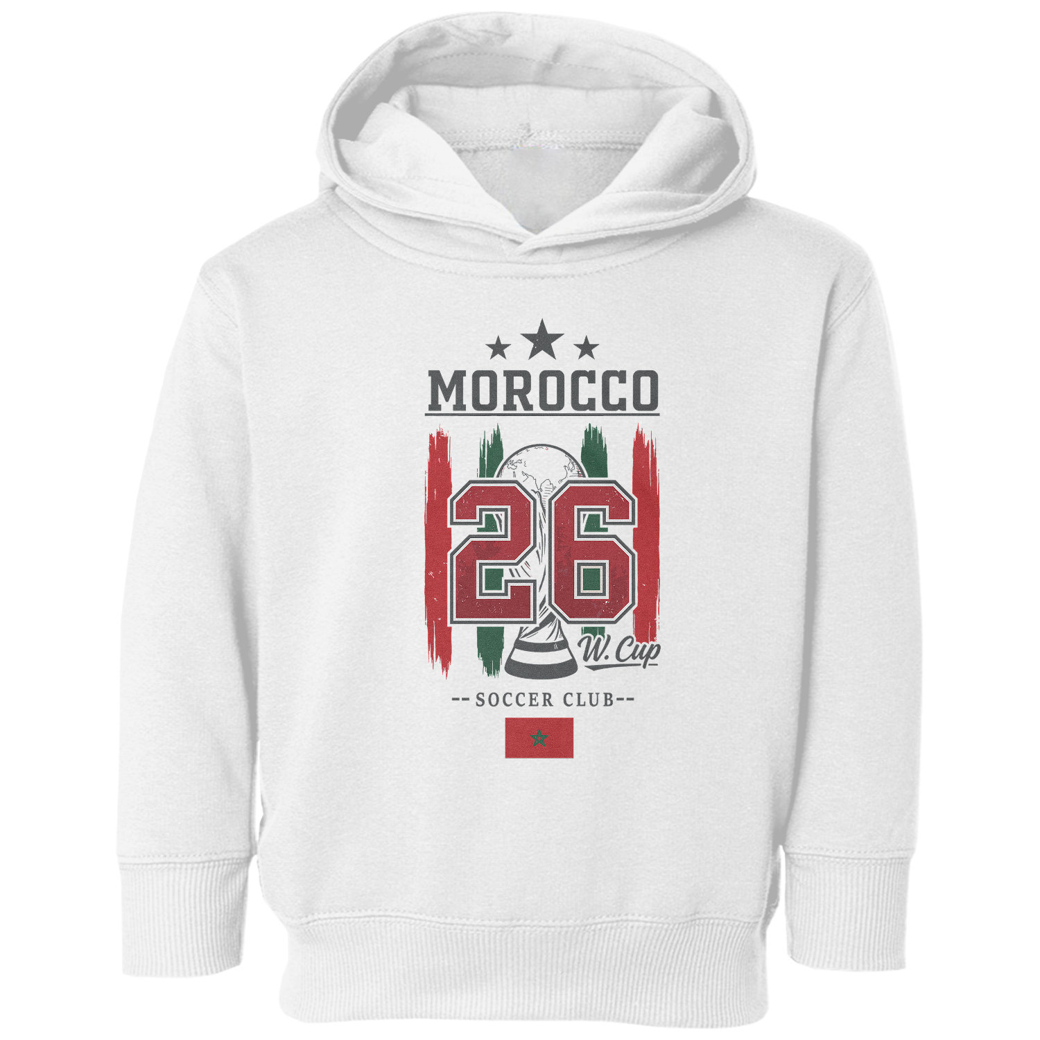 Morocco 26 Flag and Stripes Soccer Fans Toddler Hooded Sweatshirt