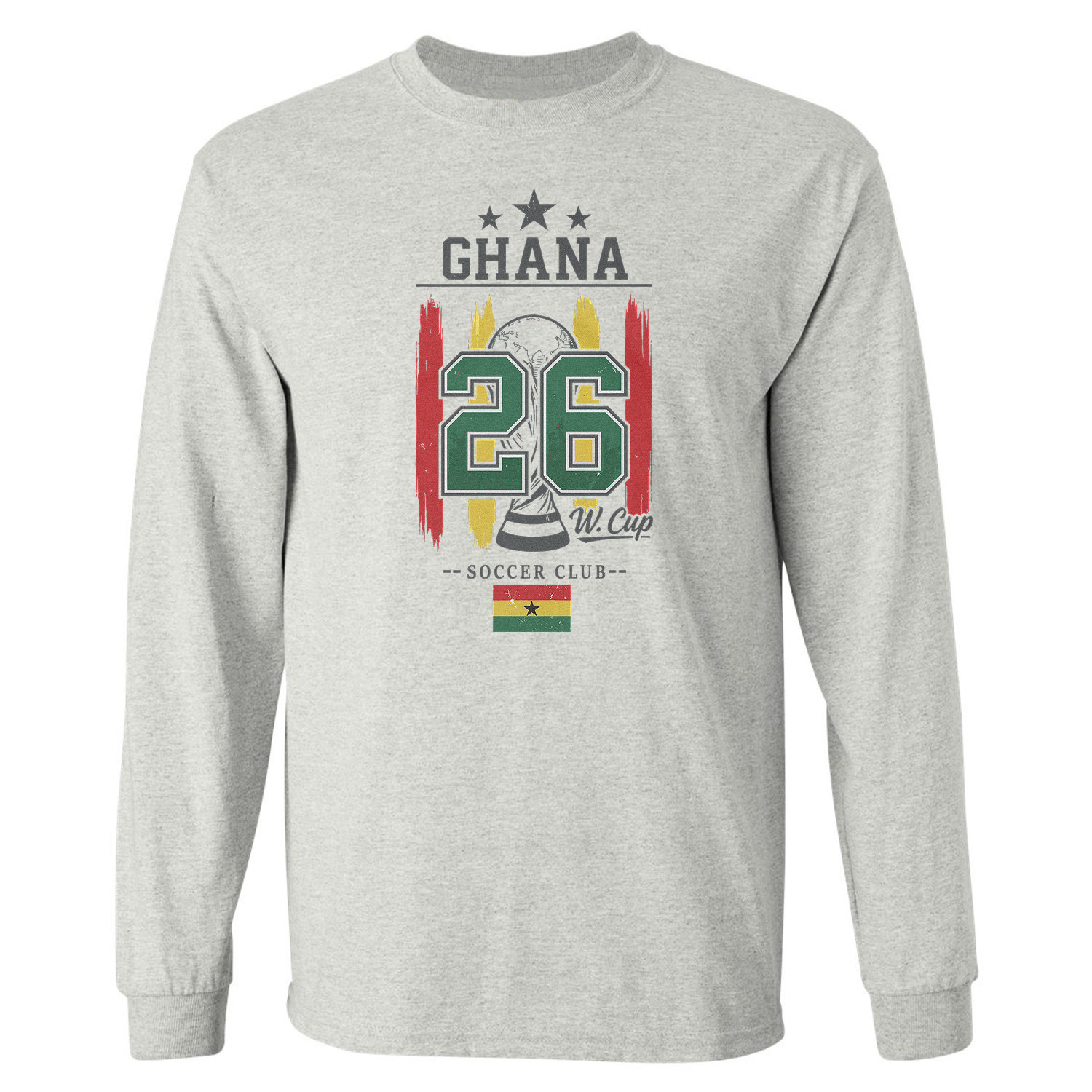 Ghana 26 Flag and Stripes Soccer Fans Long Sleeve T-Shirt