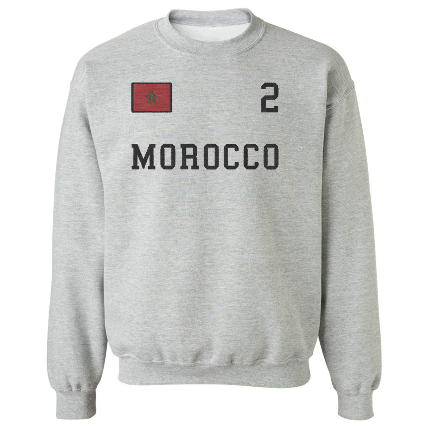 Morocco 2 FAUX EMBROIDERY Soccer Fans Unisex Crewneck Sweatshirt