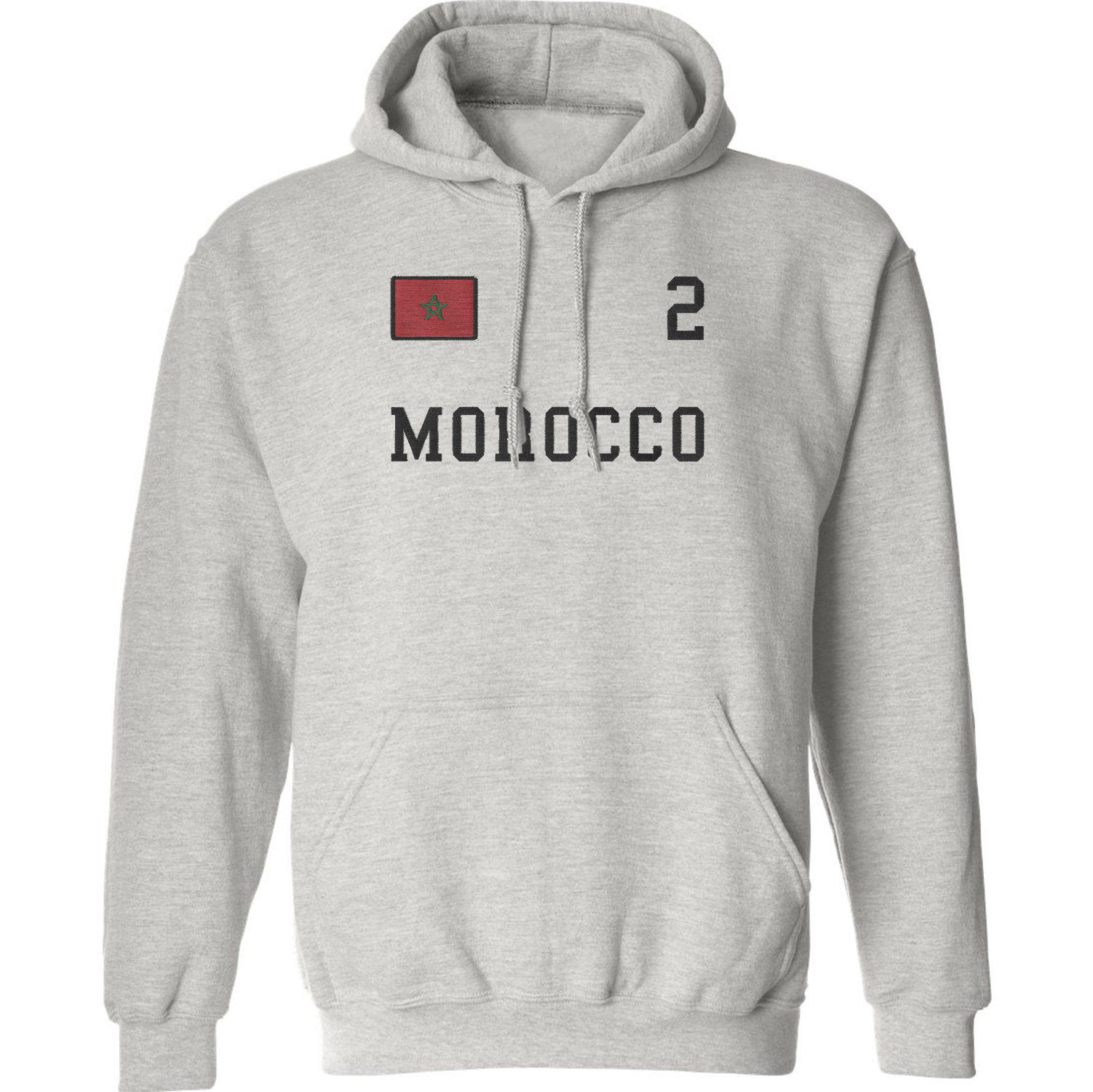 Morocco 2 FAUX EMBROIDERY Soccer Fans Unisex Hooded Sweatshirt