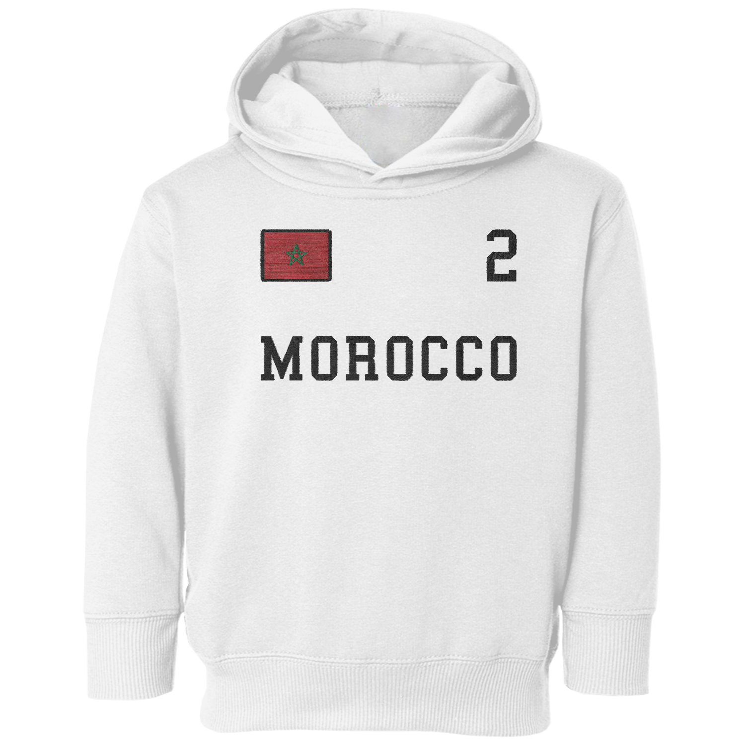 Morocco 2 FAUX EMBROIDERY Soccer Fans Toddler Hooded Sweatshirt