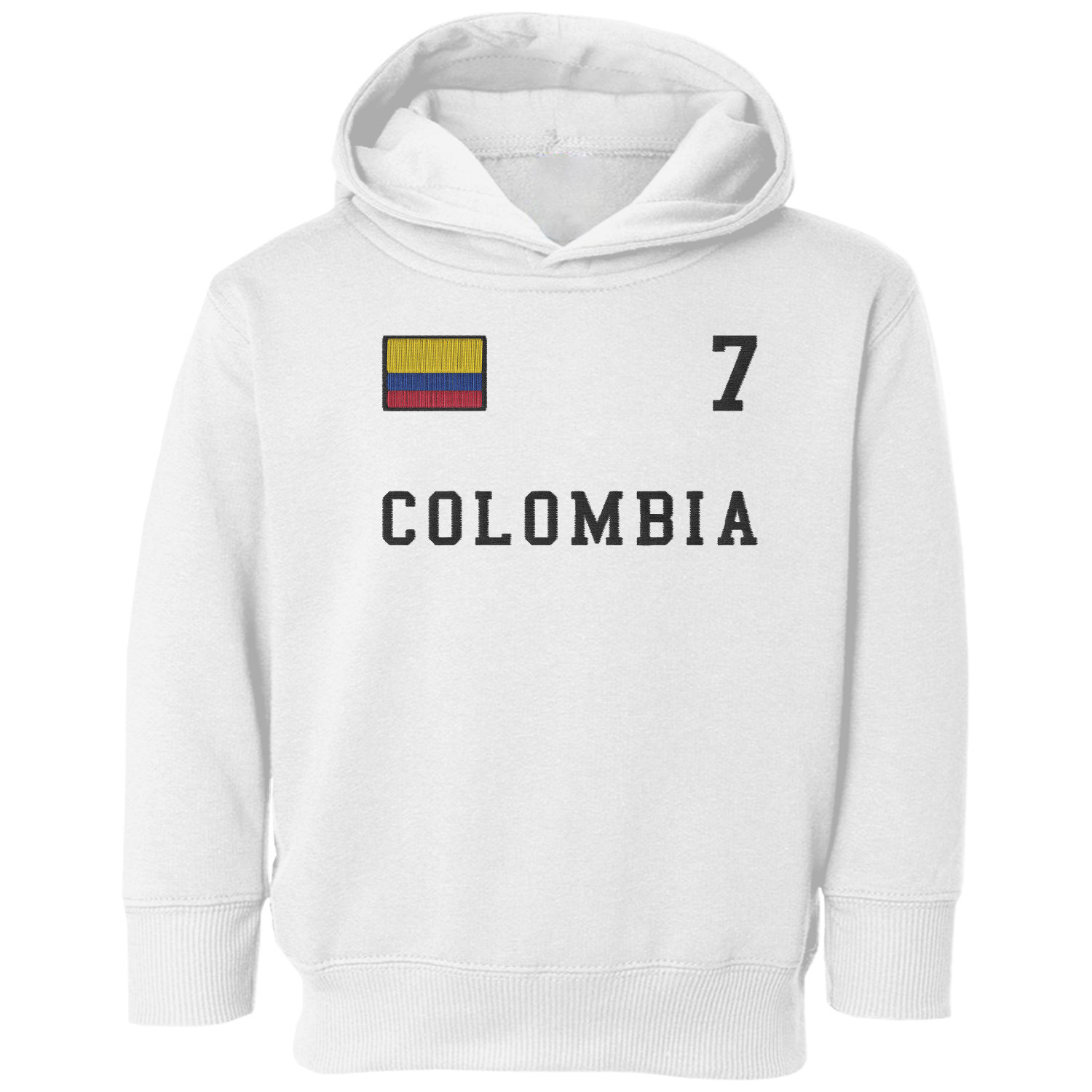 Colombia 7 FAUX EMBROIDERY Soccer Fans Toddler Hooded Sweatshirt