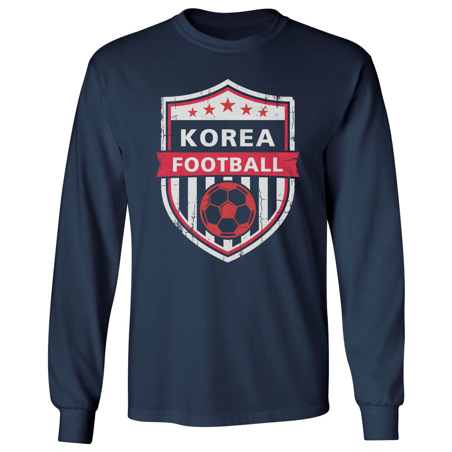 South Korea Vintage Badge Graphic Soccer Fans Long Sleeve T-Shirt