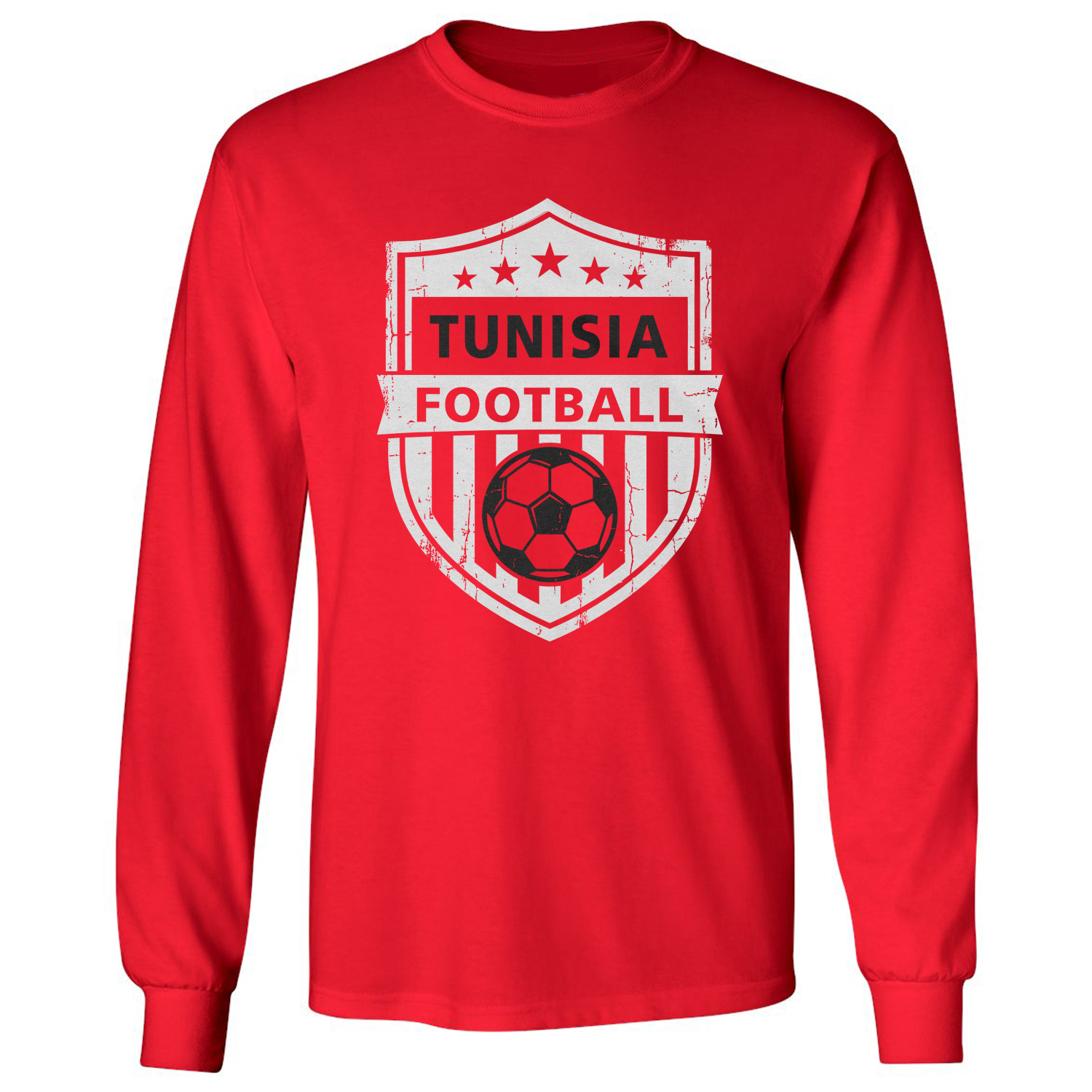 Tunisia Vintage Badge Graphic Soccer Fans Long Sleeve T-Shirt